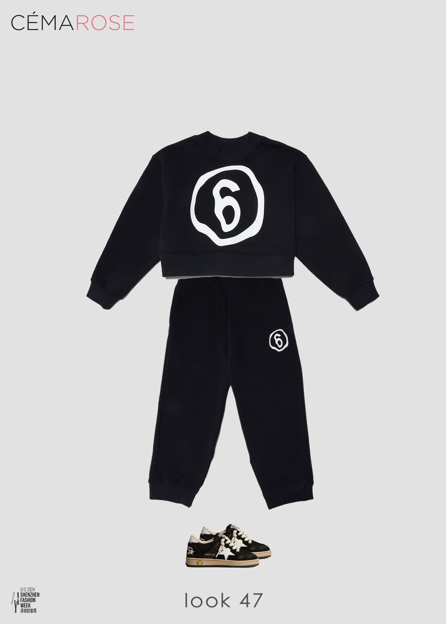 Girls Black Logo Cotton Sweatshirt
