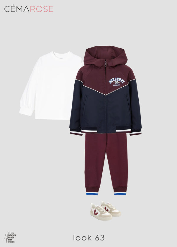 Boys Wine Red Logo Zip-Up Jacket