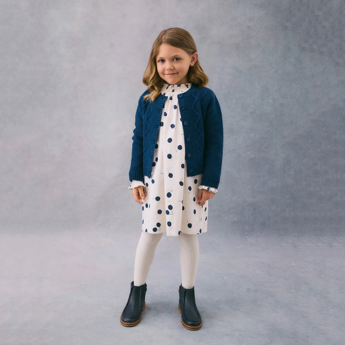 Girls Beige Cotton Dress