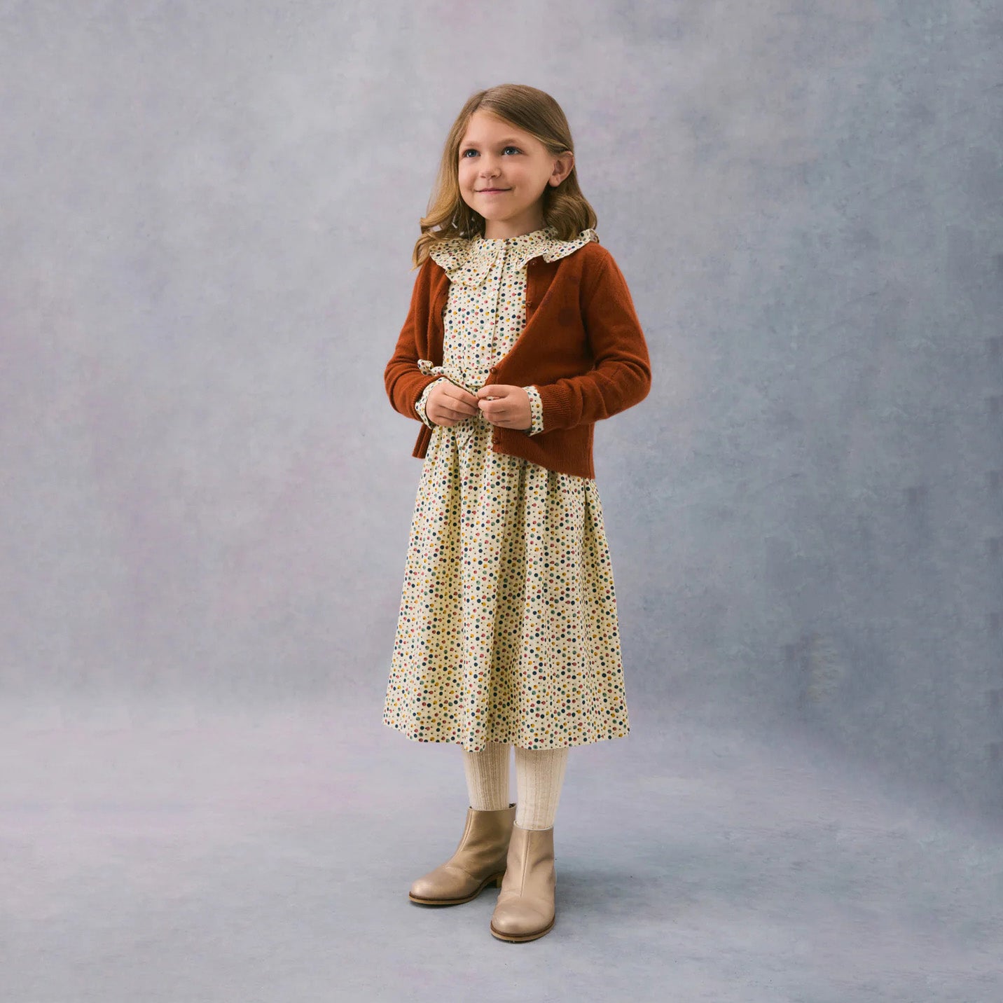 Girls Multicolor Dots Dress