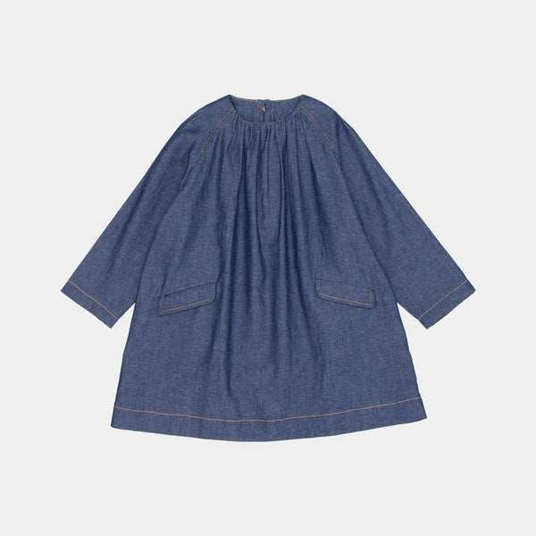 Girls Navy Cotton Dress