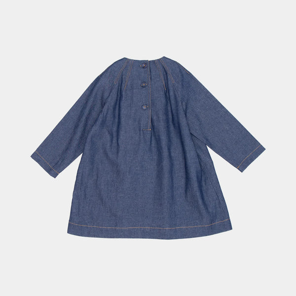 Girls Navy Cotton Dress