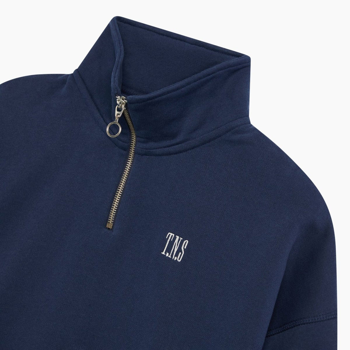 Boys & Girls Navy Mock-neck Cotton Sweatshirt