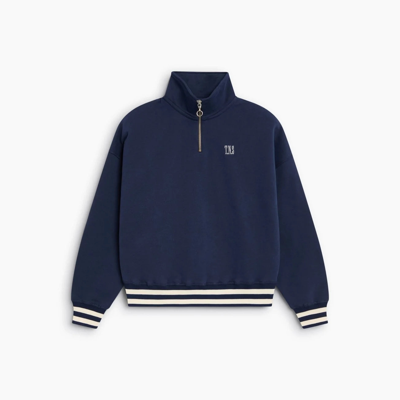 Boys & Girls Navy Mock-neck Cotton Sweatshirt