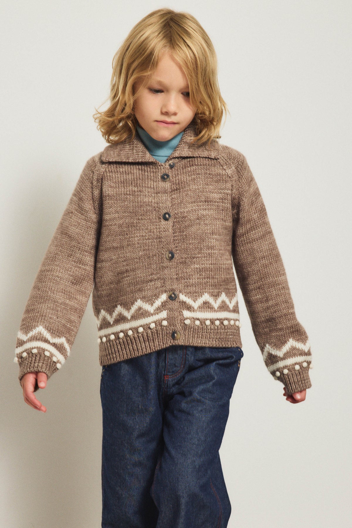 Boys & Girls Light Brown Wool Cardigan