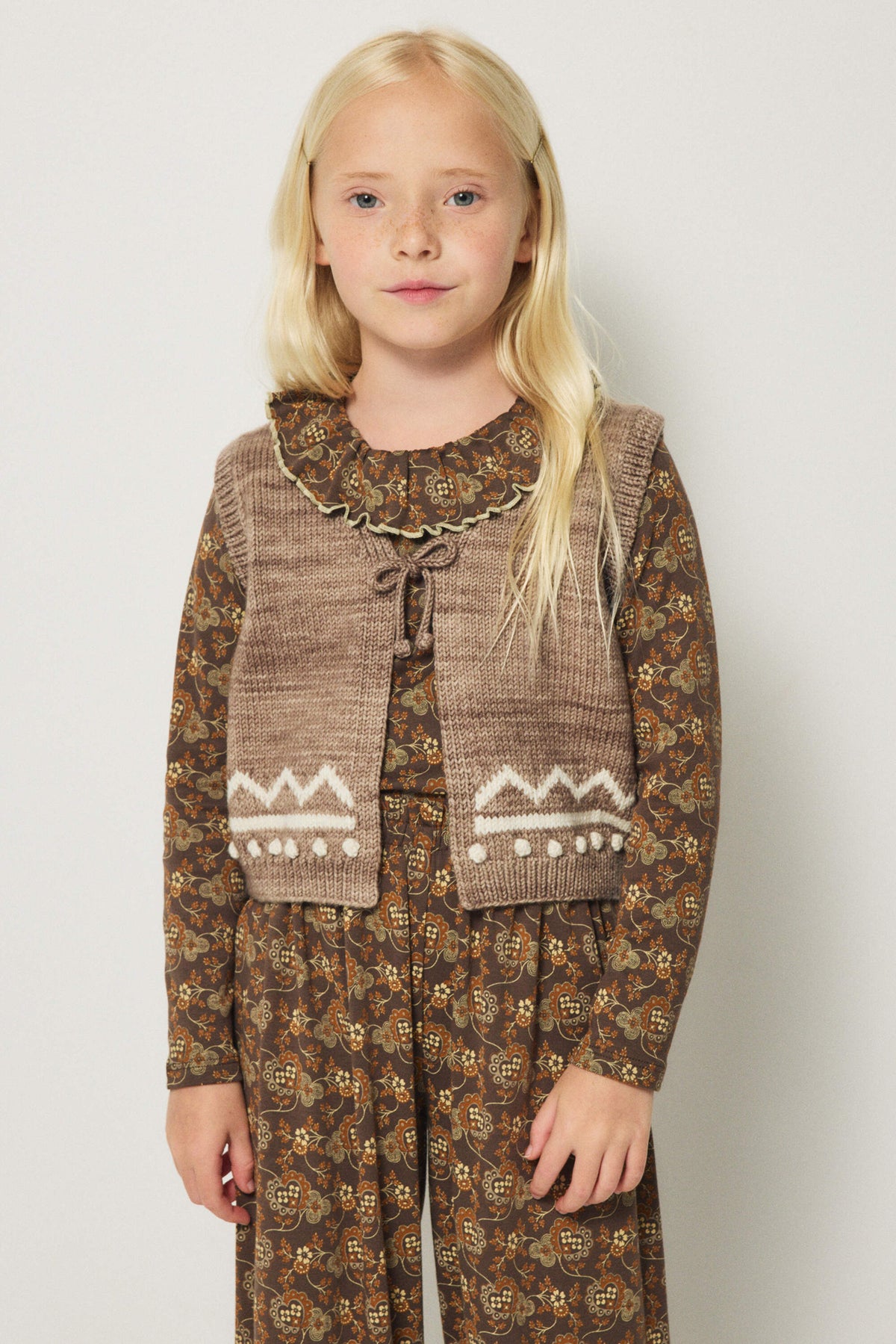 Boys & Girls Light Brown Wool Vest