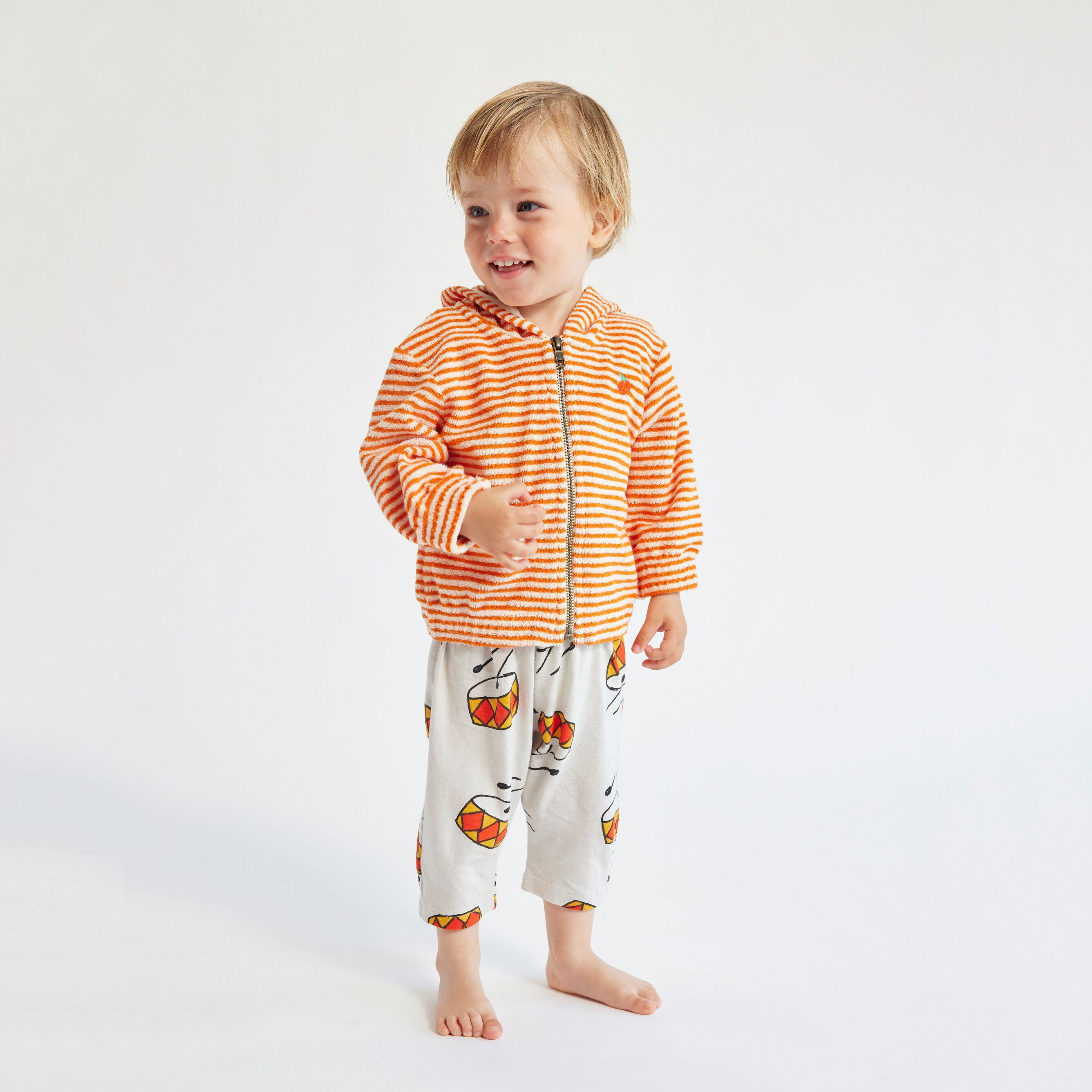 Baby Boys & Girls Orange Stripes Zip-Up Top