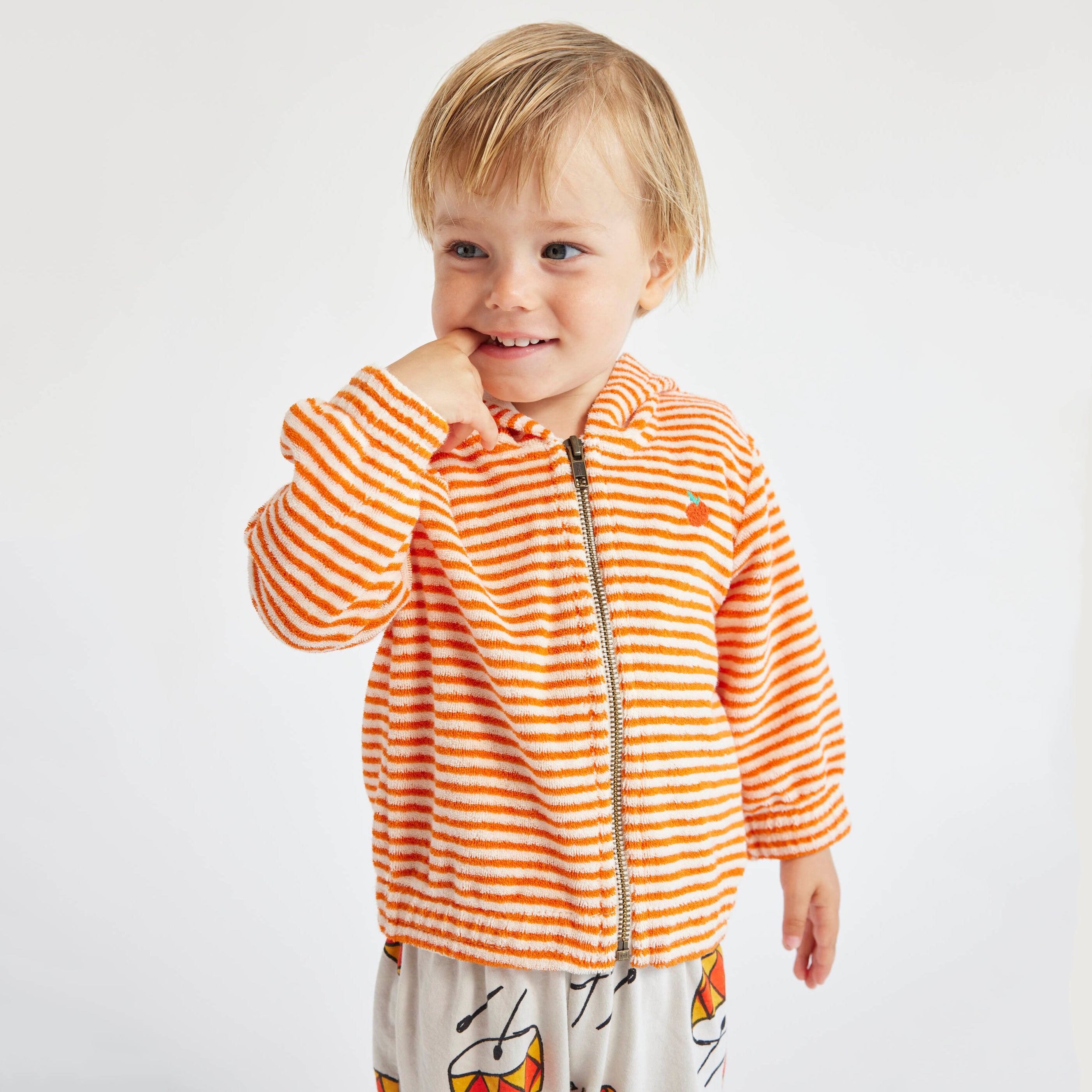 Baby Boys & Girls Orange Stripes Zip-Up Top
