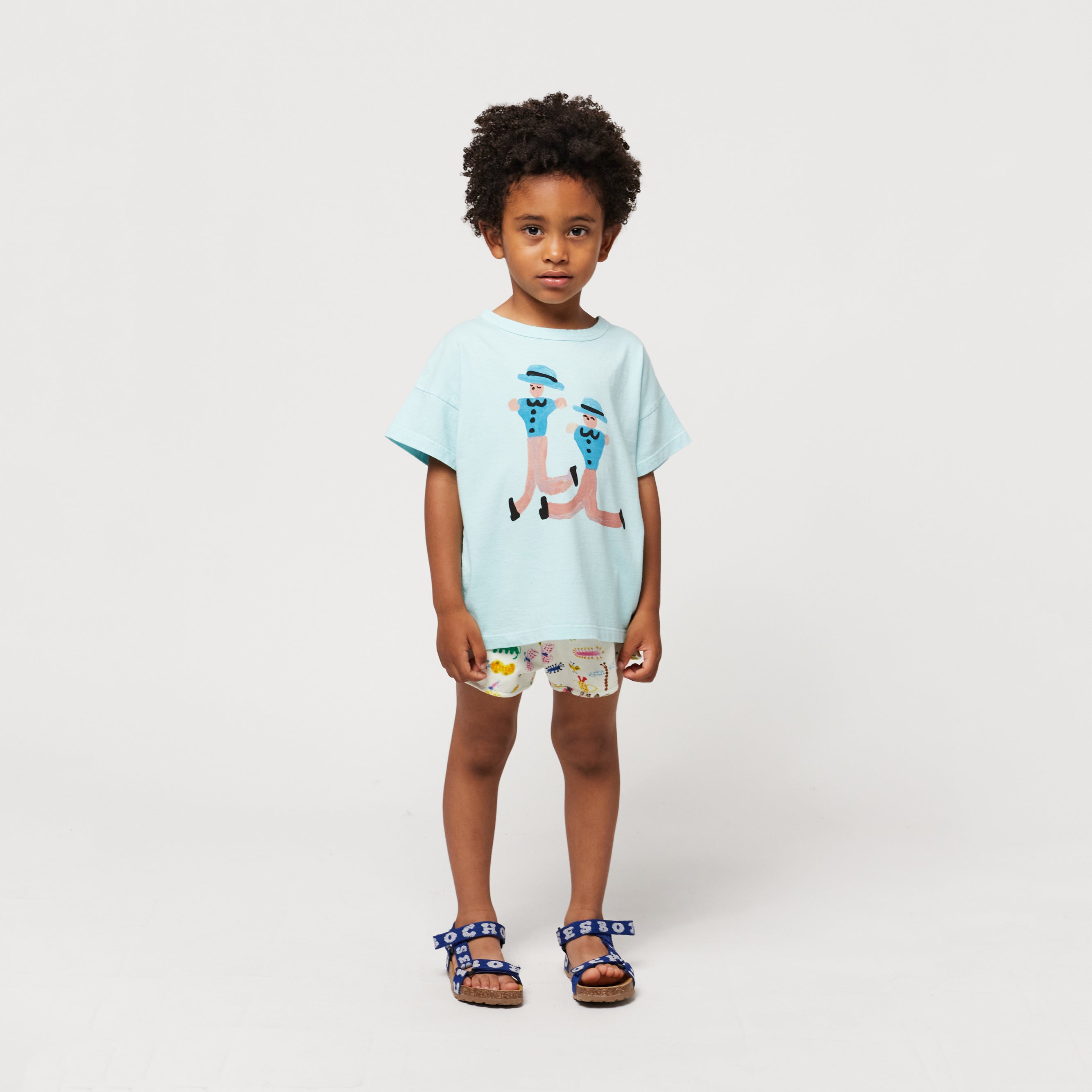 Boys & Girls Pale Blue Printed Cotton T-Shirt