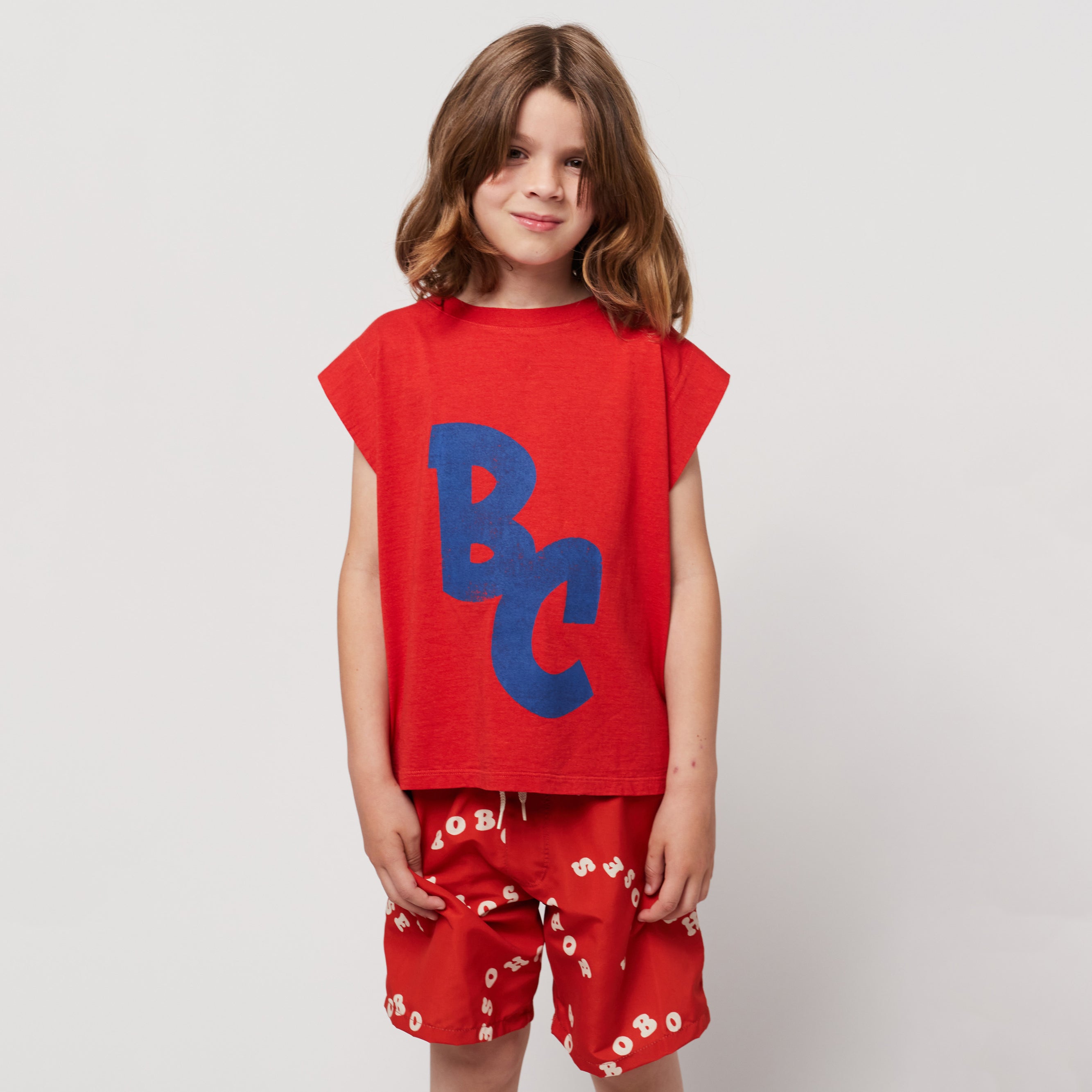 Boys & Girls Red Logo Cotton T-Shirt