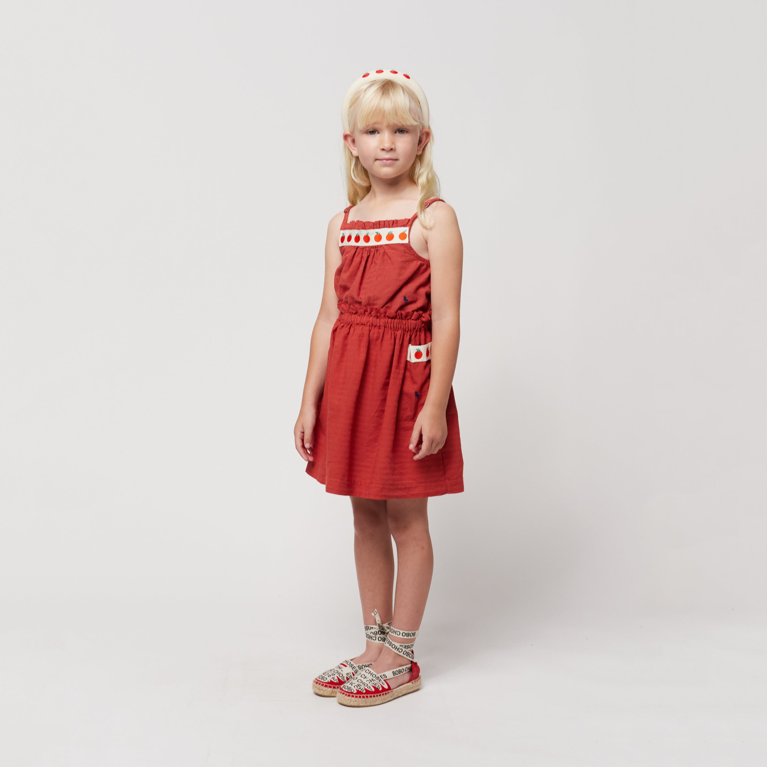 Girls Red Cotton Strap Top