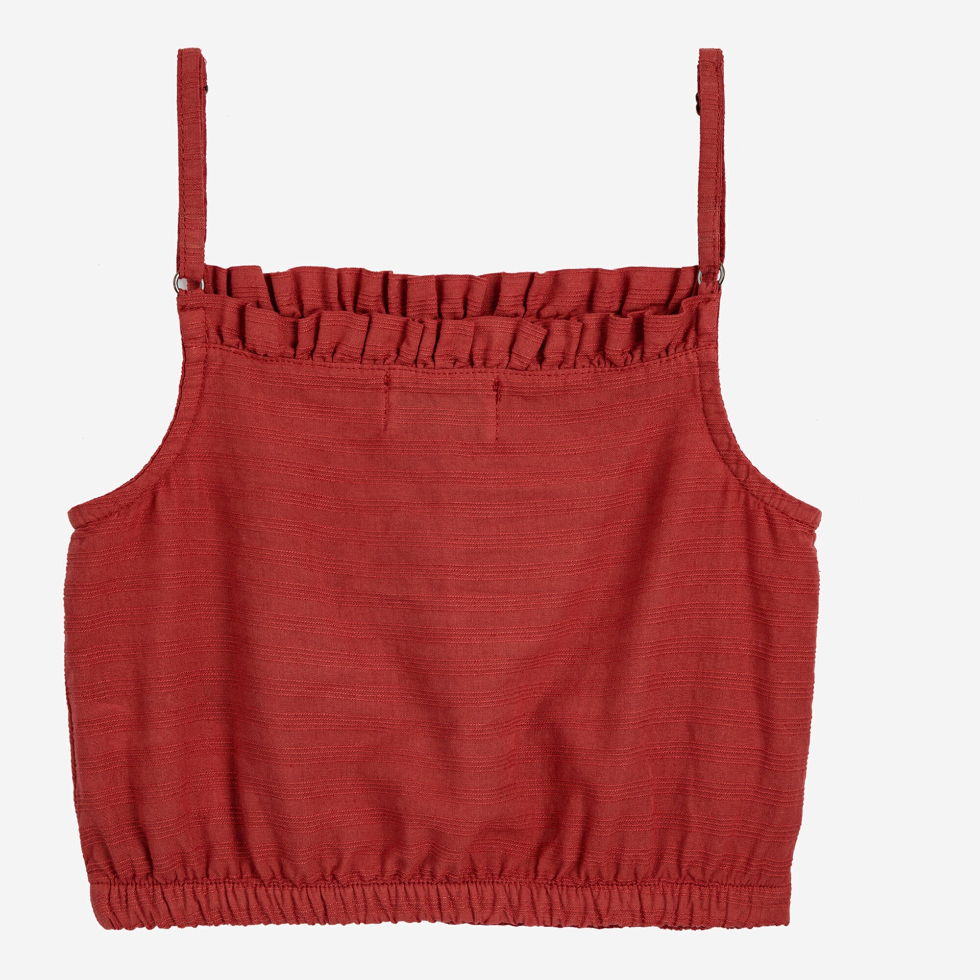 Girls Red Cotton Strap Top