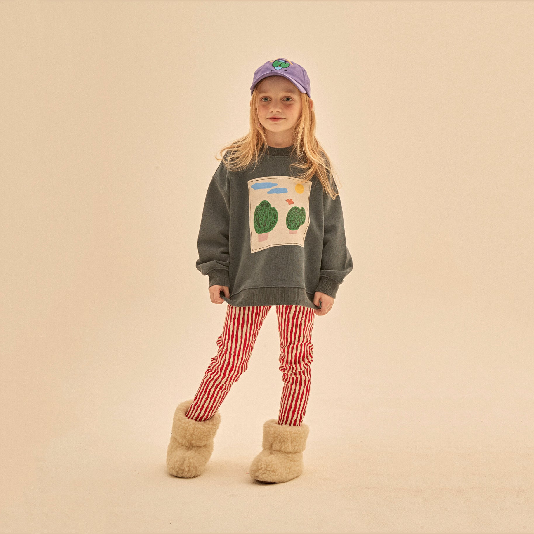 Boys & Girls Navy Printed Cotton Sweatshirt