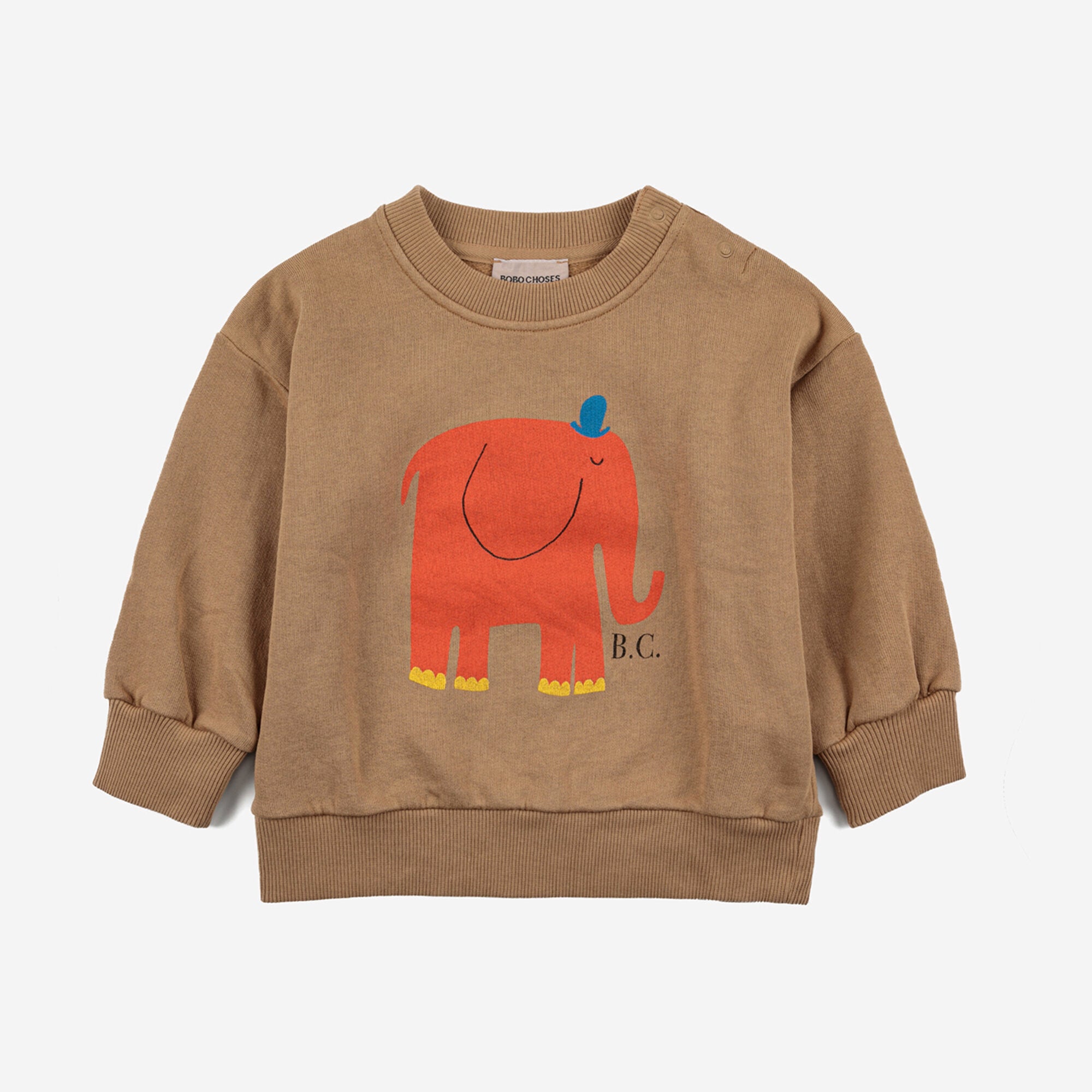 Baby Boys & Girls Brown Printed Cotton Sweatshirt