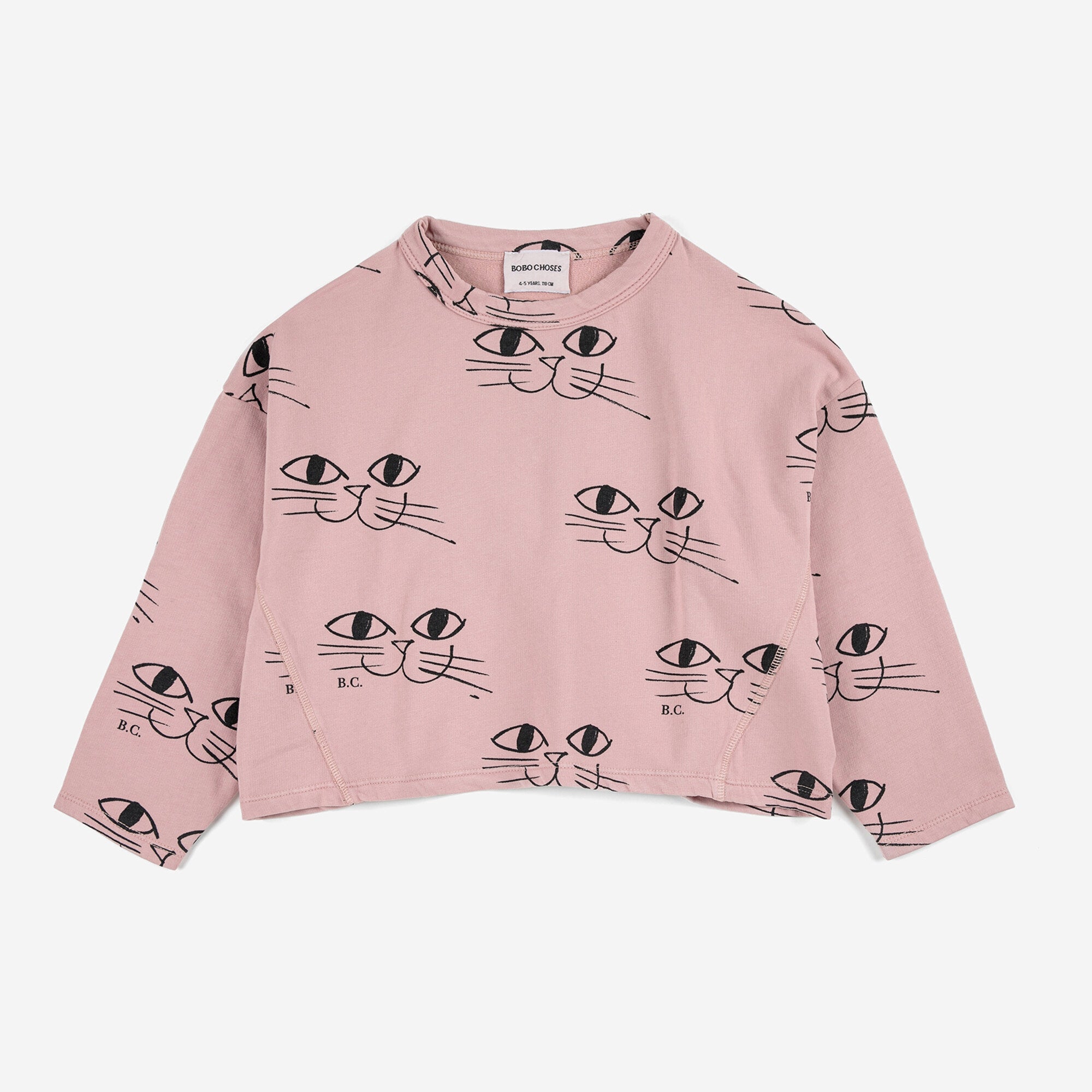 Girls Pink Printed Cotton Sweatshirt