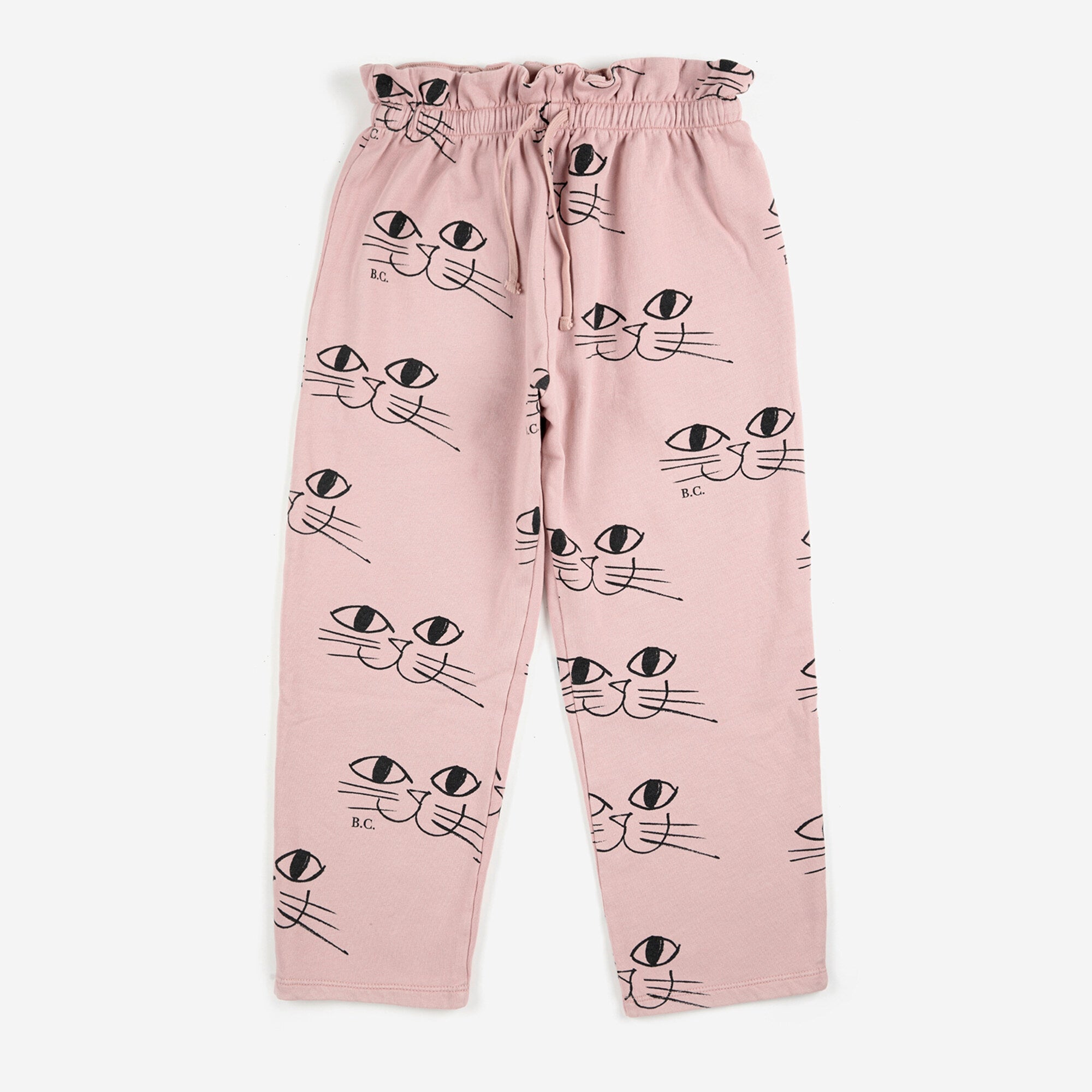 Girls Pink Printed Cotton Trousers