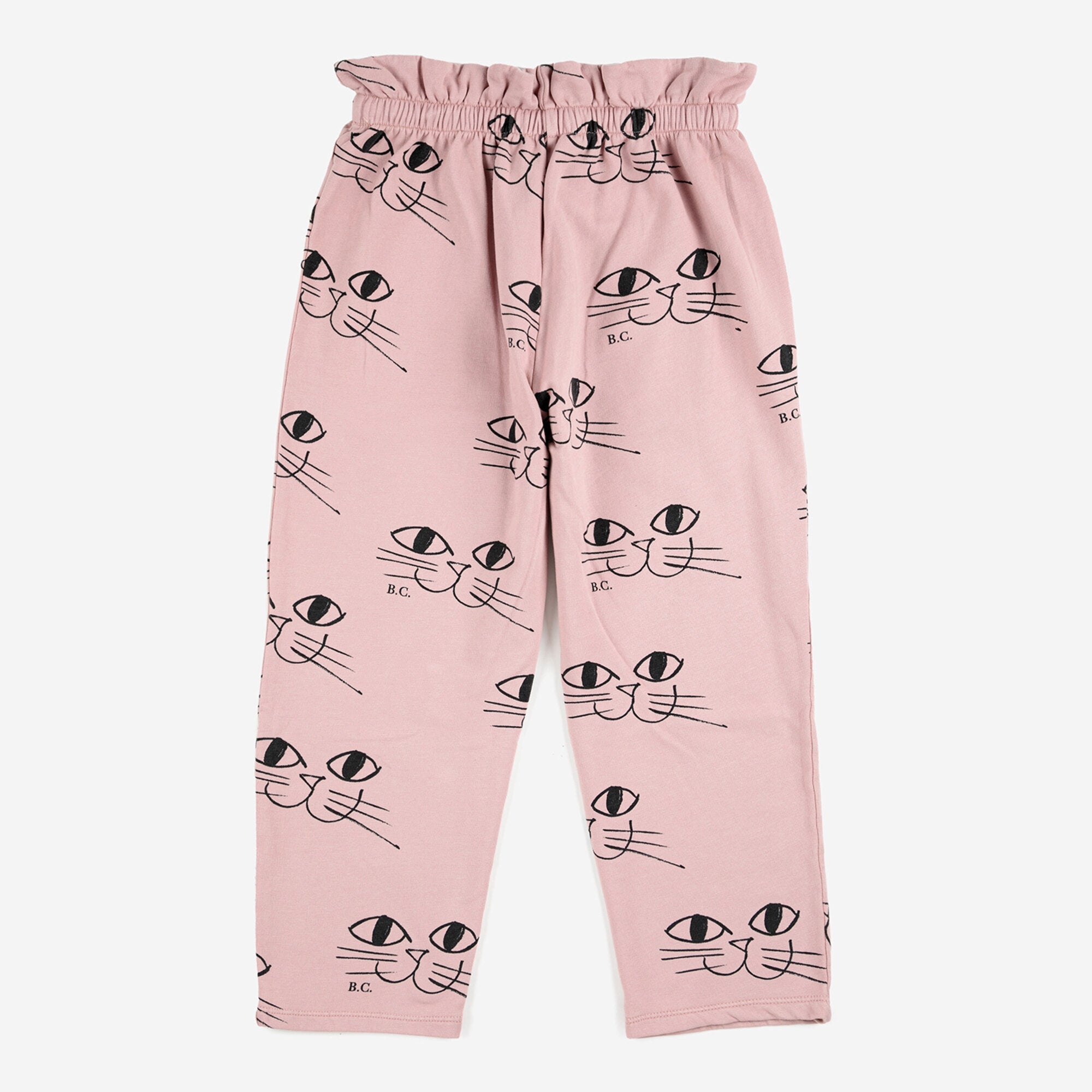 Girls Pink Printed Cotton Trousers