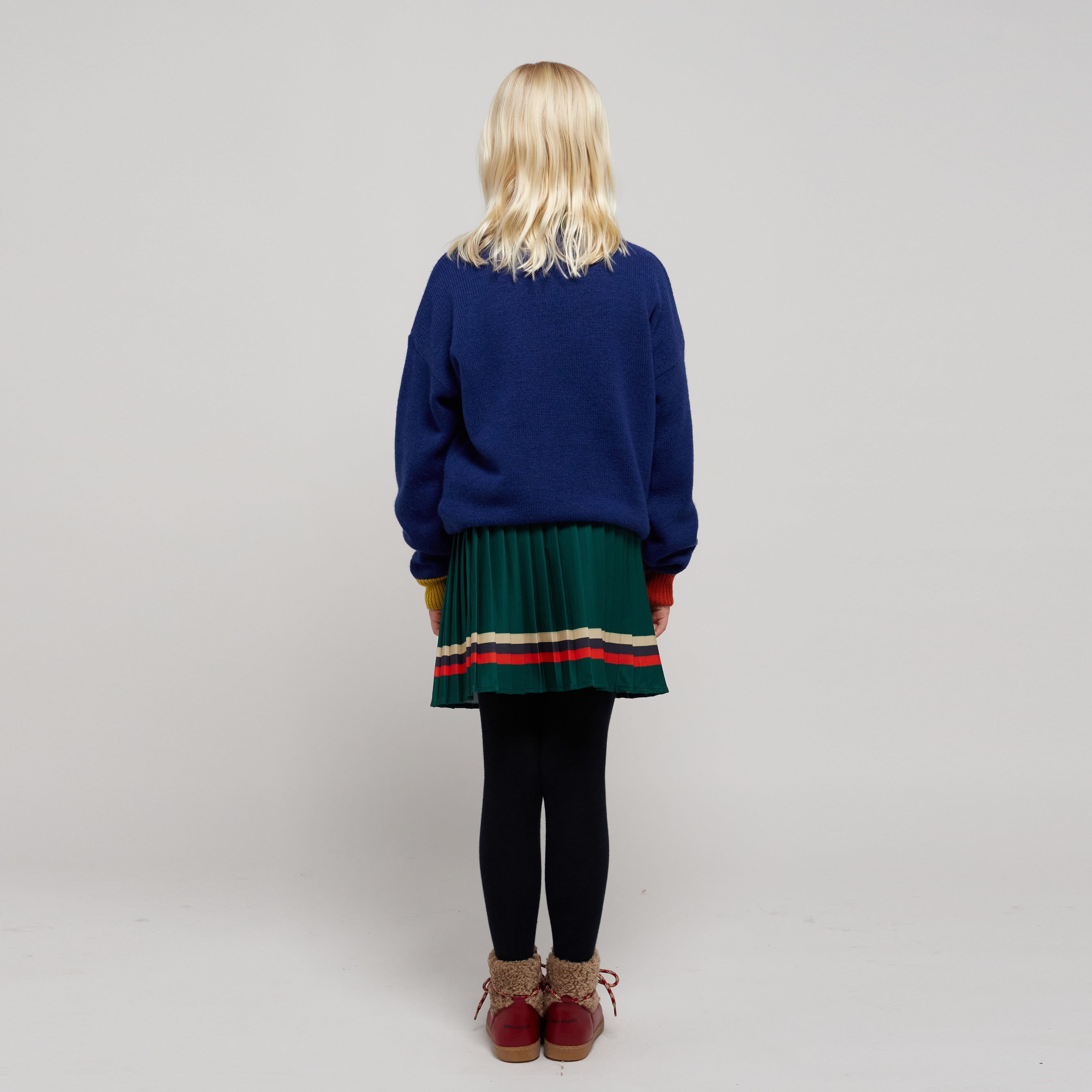 Girls Green Pleated Skirt