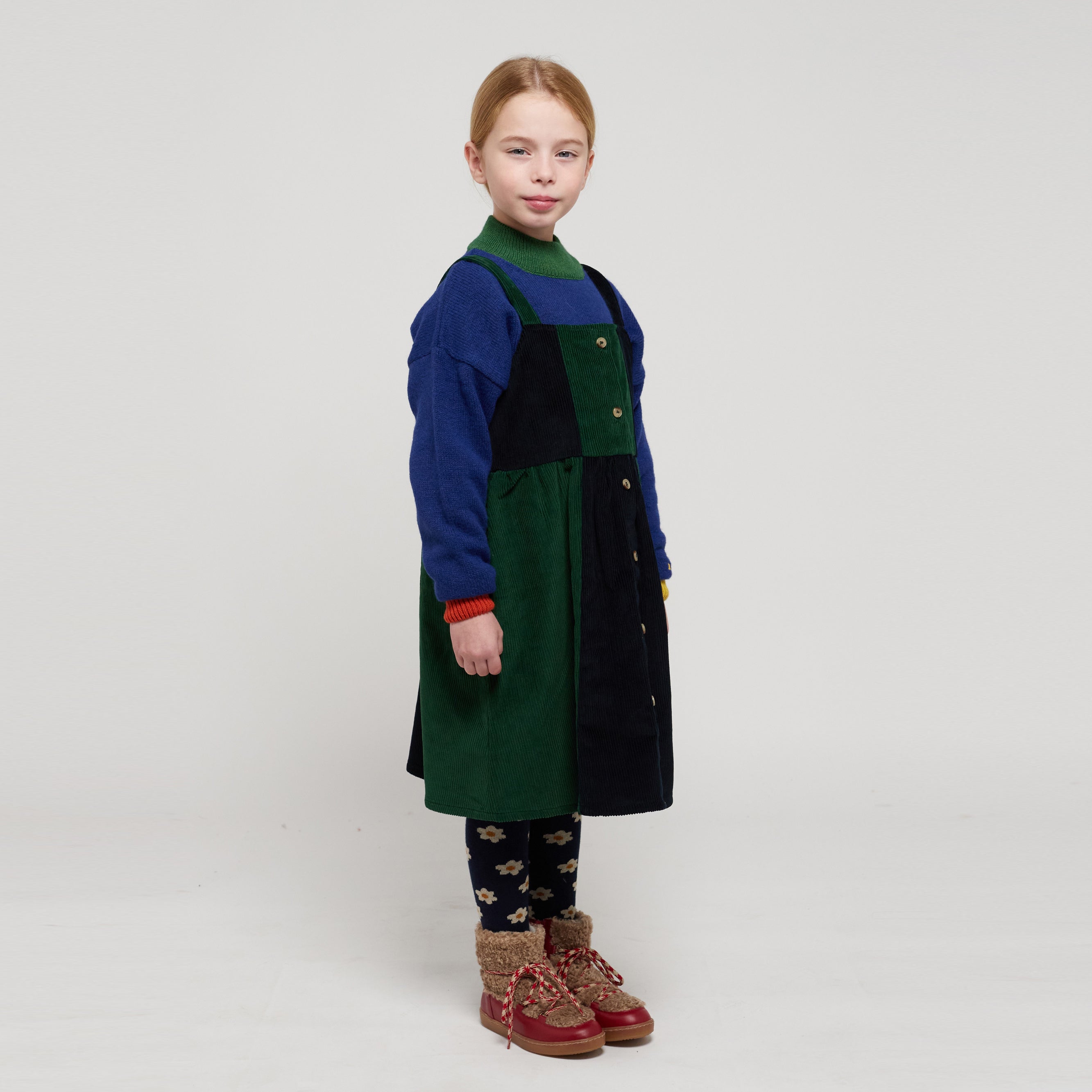 Girls Green Corduroy Dress