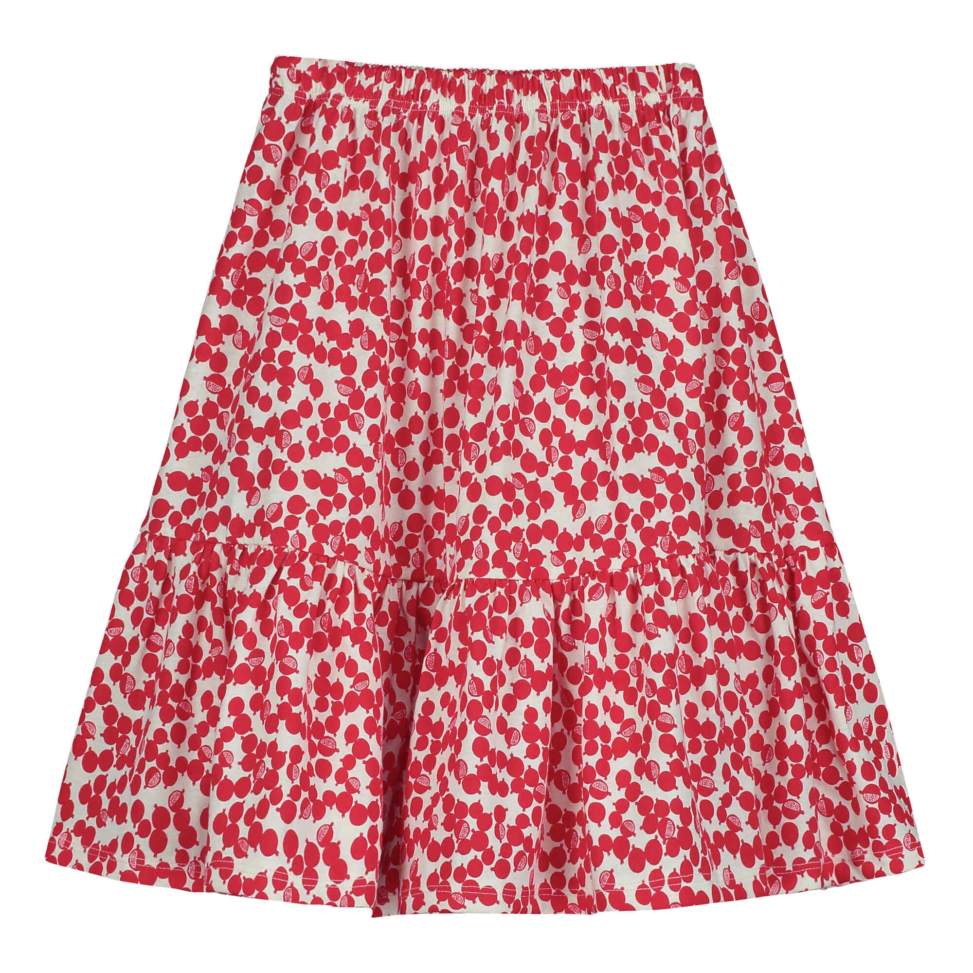 Girls Red Printed Cotton Skirt