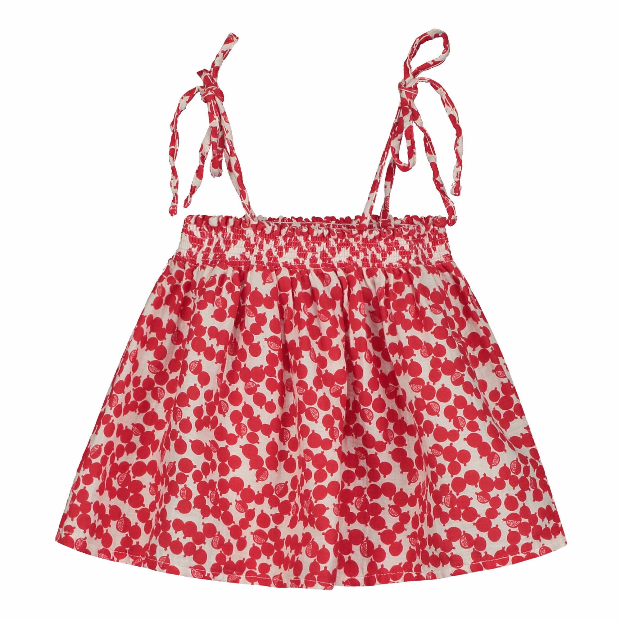 Girls Red Printed Strap Cotton Top