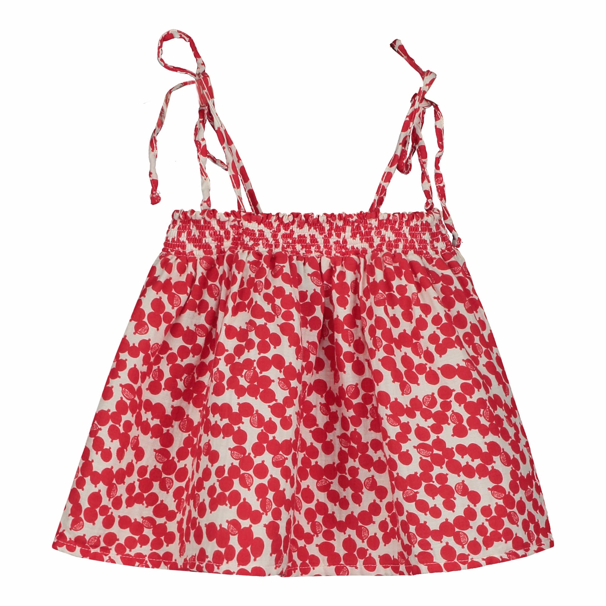 Girls Red Printed Strap Cotton Top