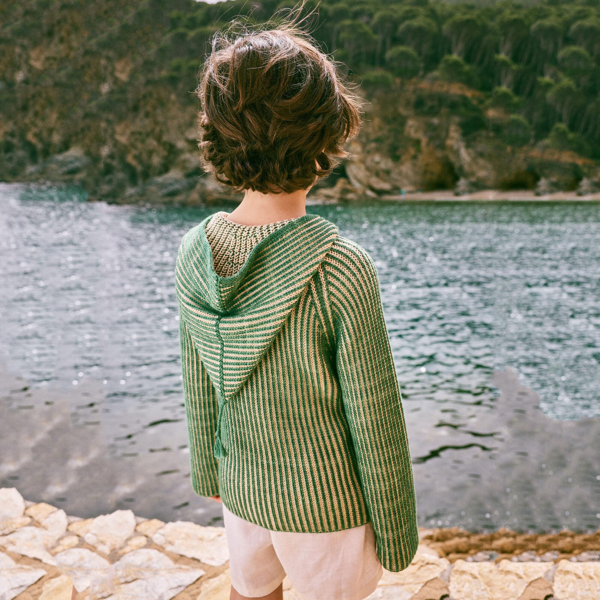 Boys & Girls Green Embroidered Knit Jacket