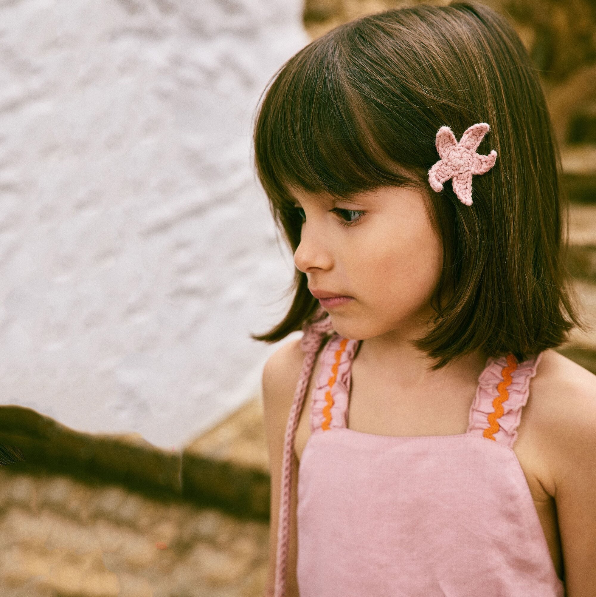 Girls Pink Starfish Hair Clips