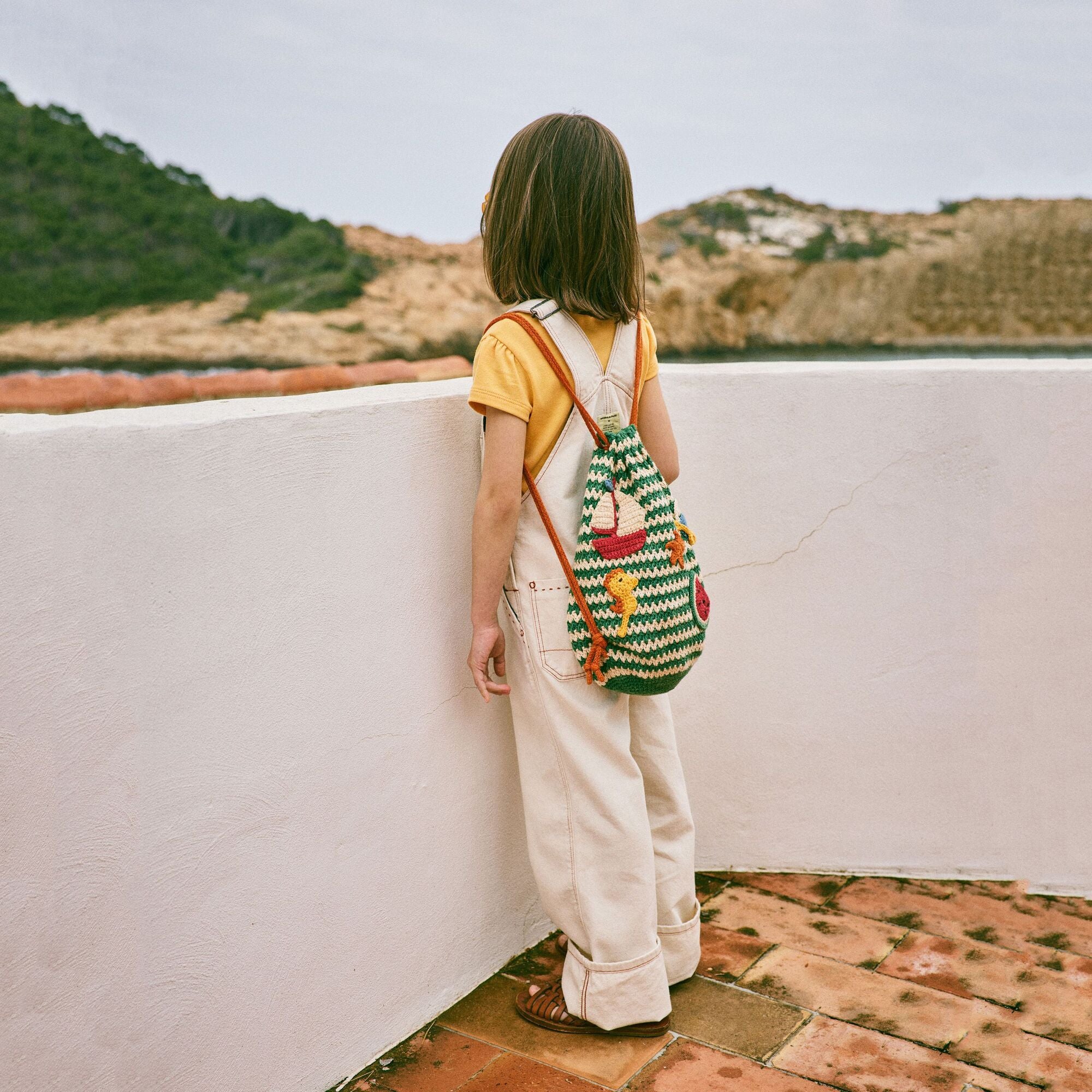 Boys & Girls Green Knit Drawstring Backpack