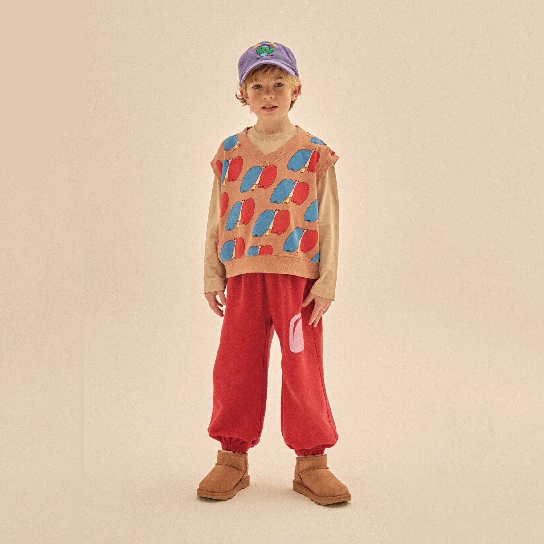 Boys & Girls Red Cotton Trousers