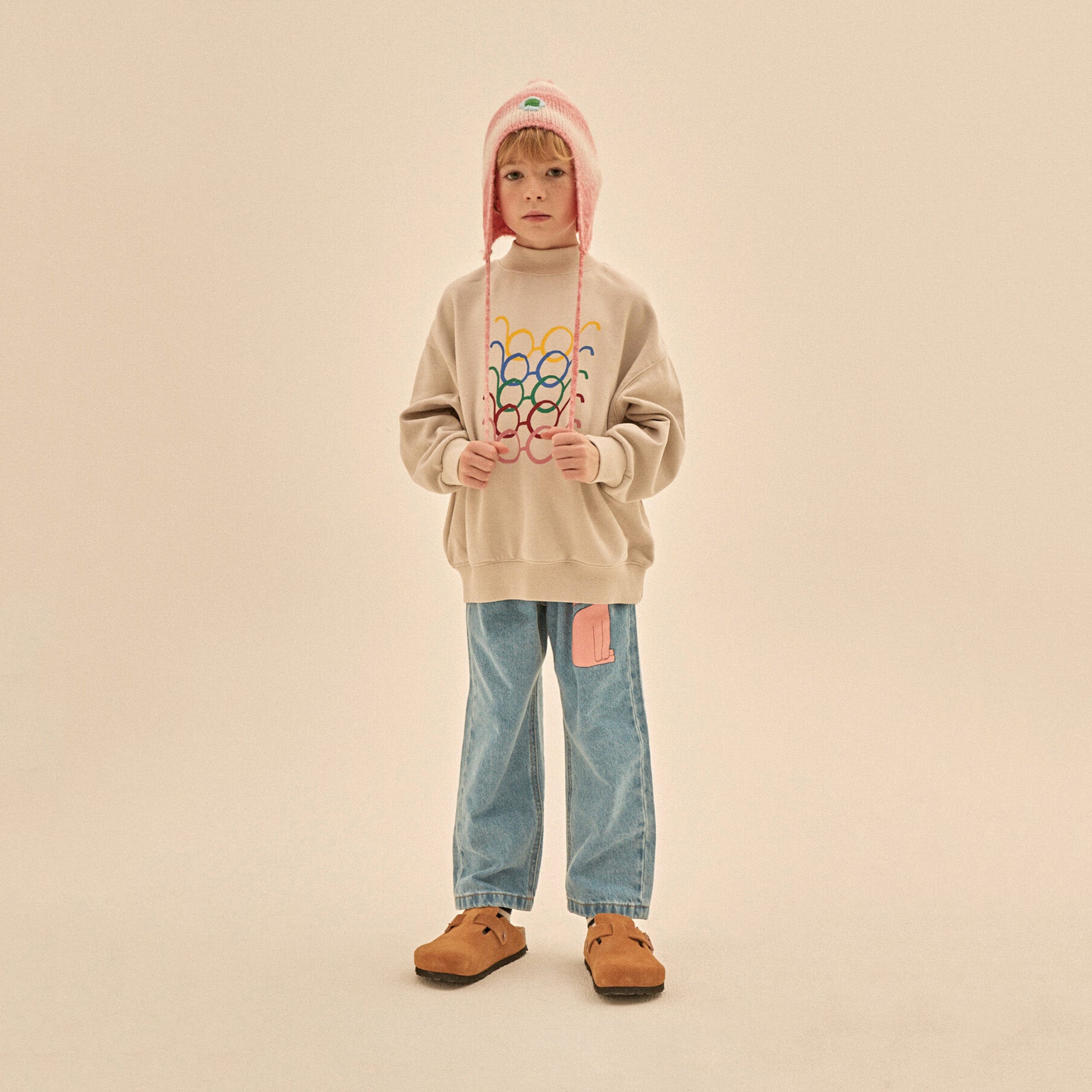 Boys & Girls Light Grey Printed Cotton Sweatshirt