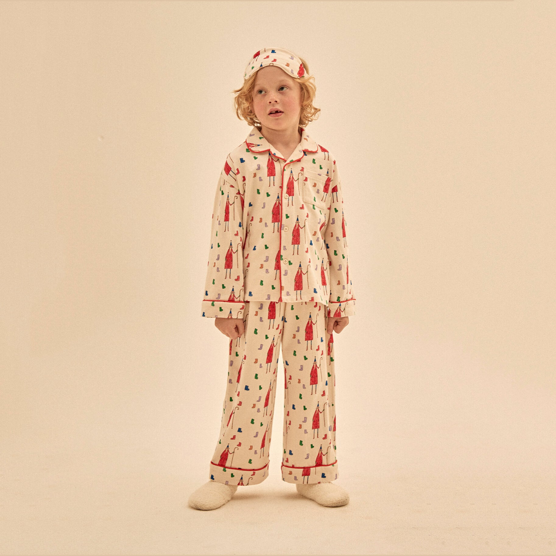 Boys & Girls White Printed Cotton Nightwear Set