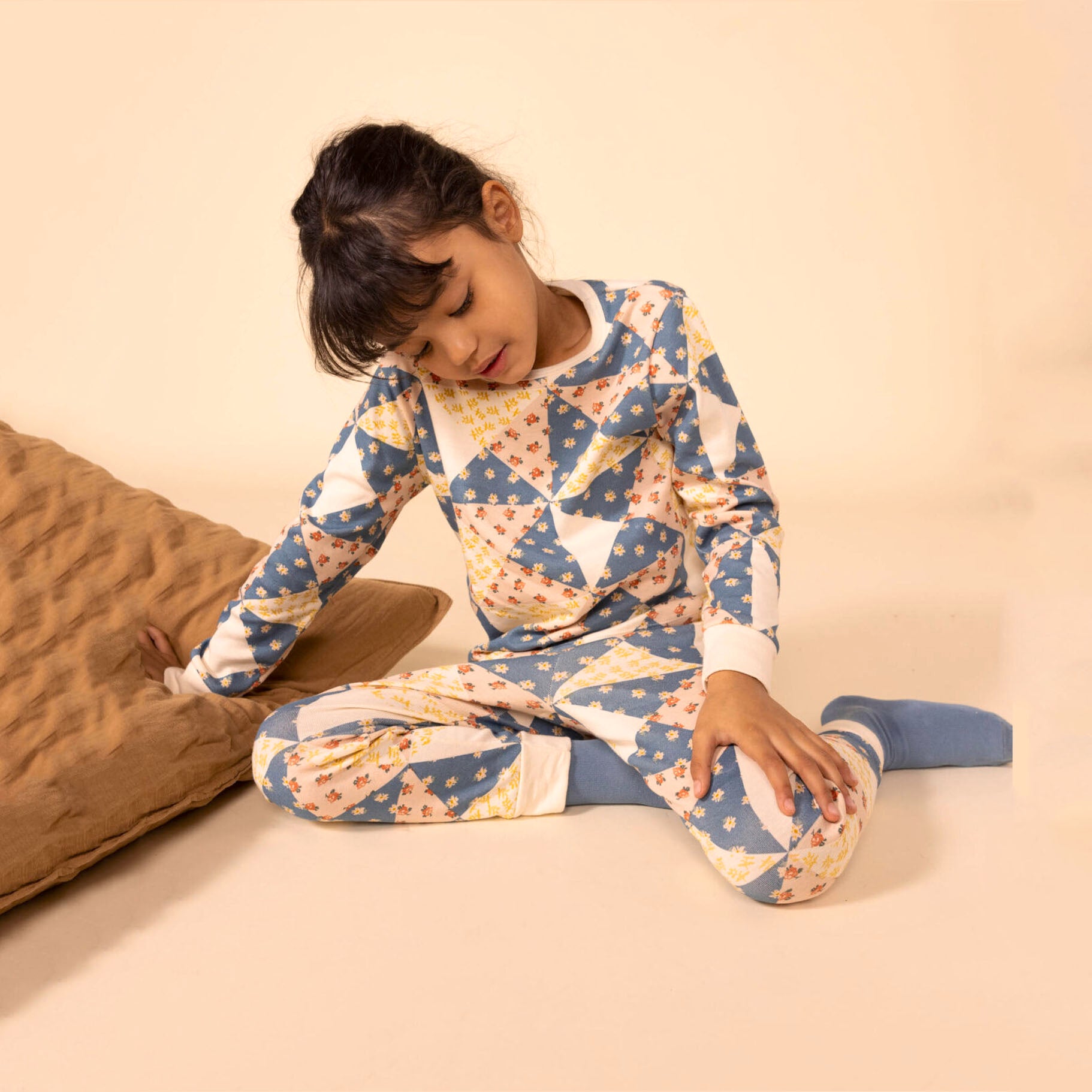 Girls Multicolor Floral Cotton Nightwear Set