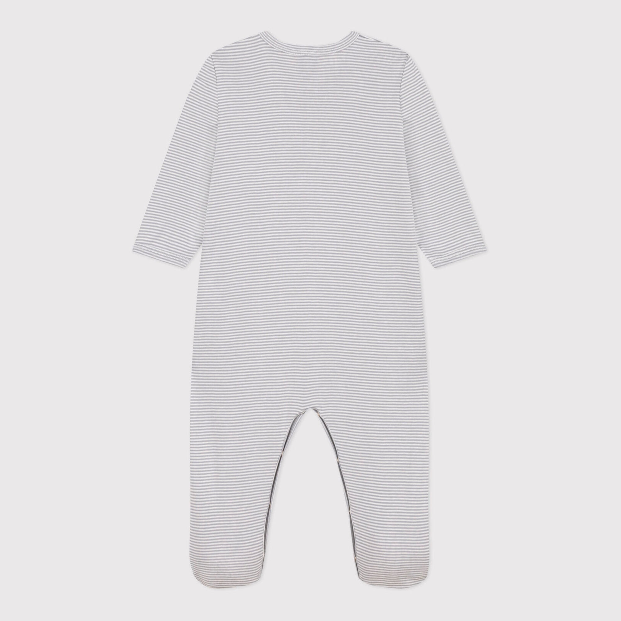 Baby Boys & Girls Grey Stripes Cotton Babysuit