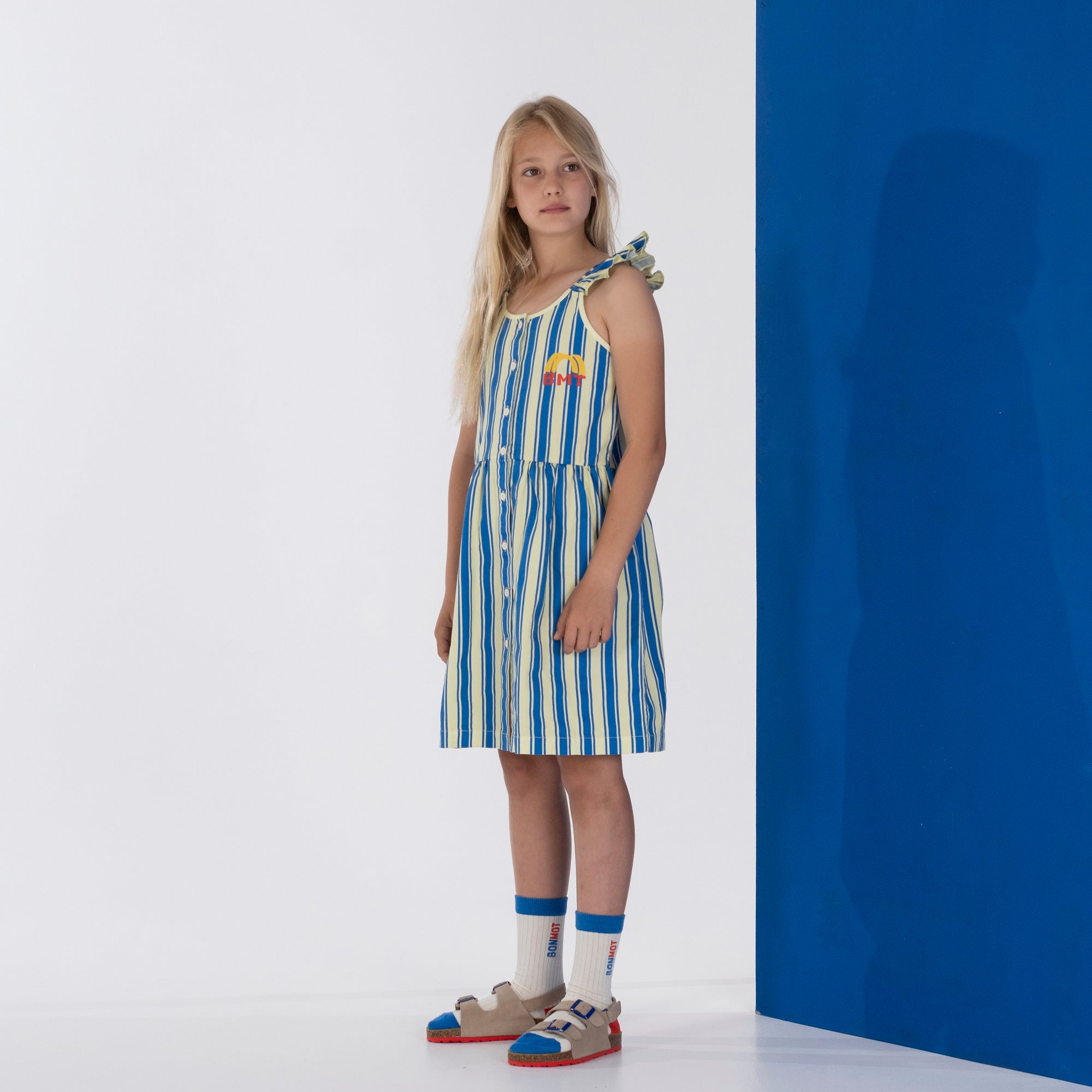 Girls Blue Stripes Cotton Dress
