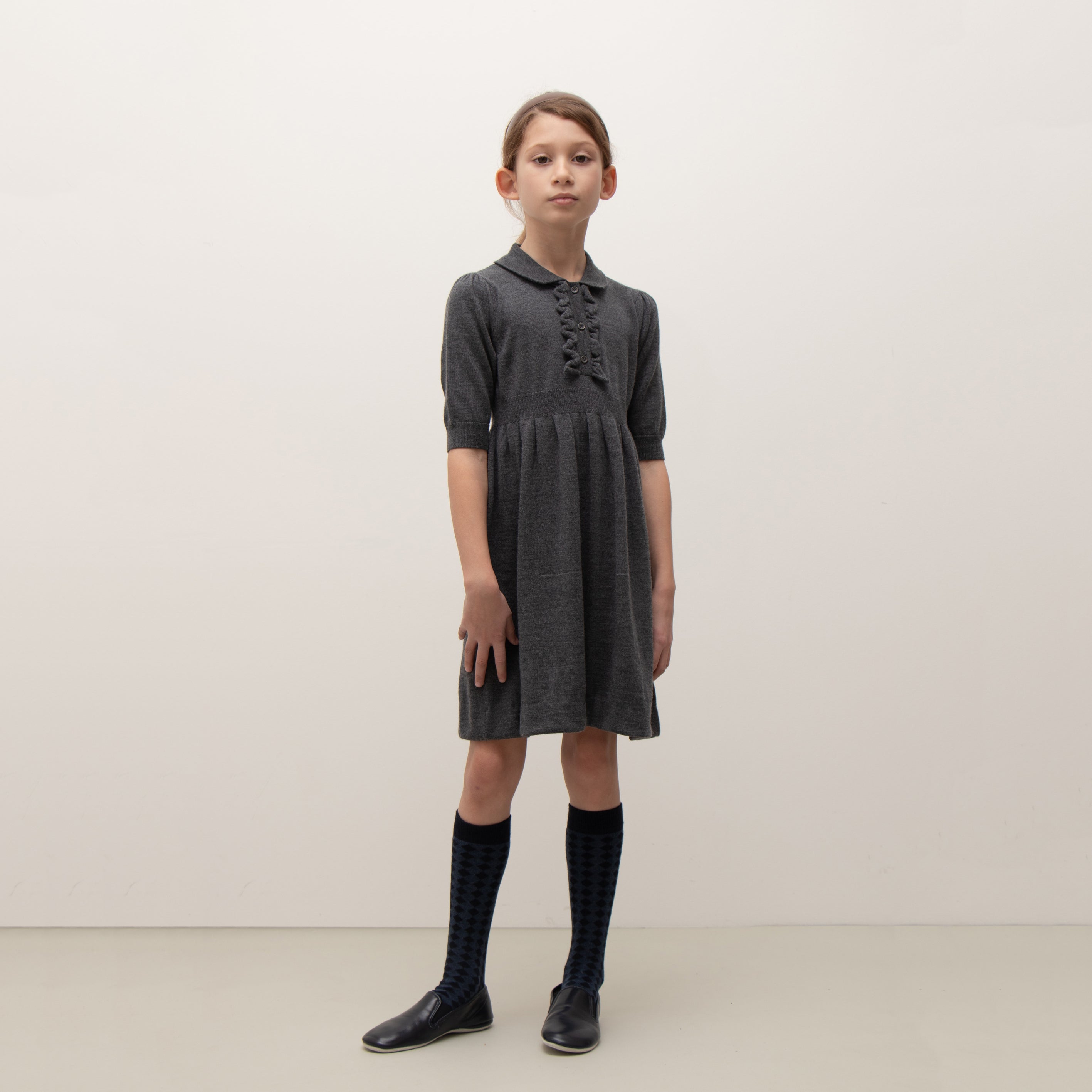 Girls Dark Grey Wool Dress