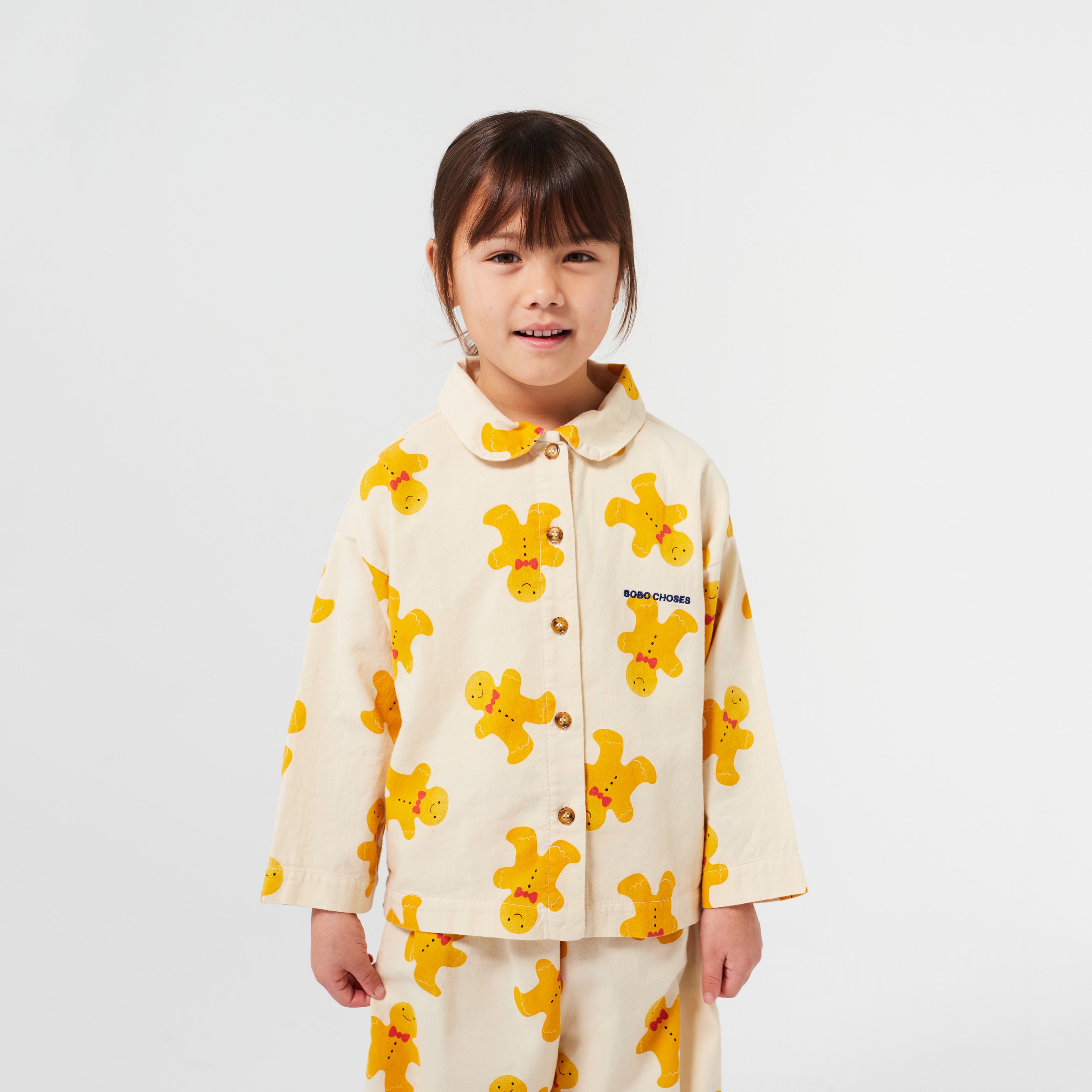 Boys & Girls White Gingerbread Printed Cotton Nightwear Set