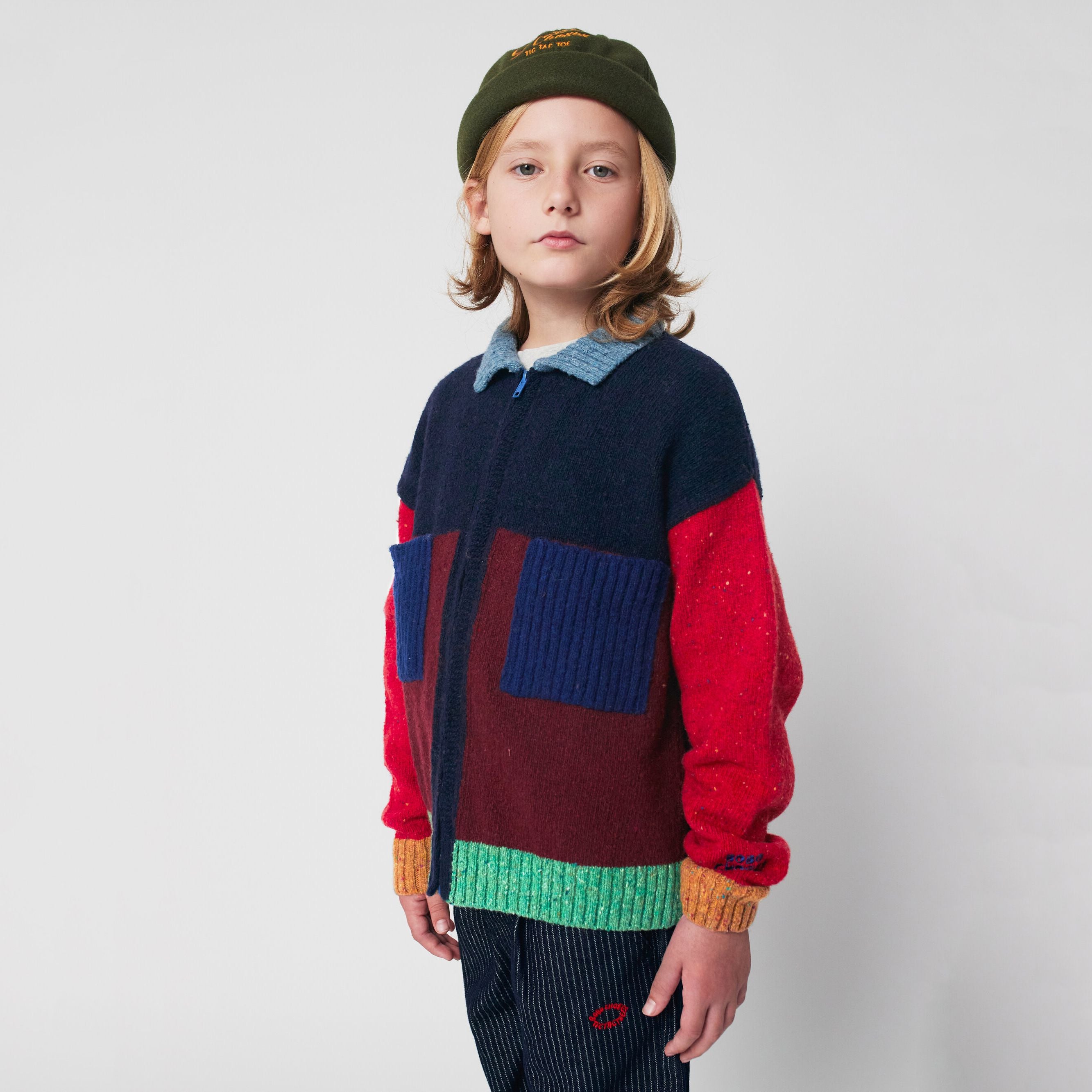 Boys Multicolor Wool Knit Cardigan