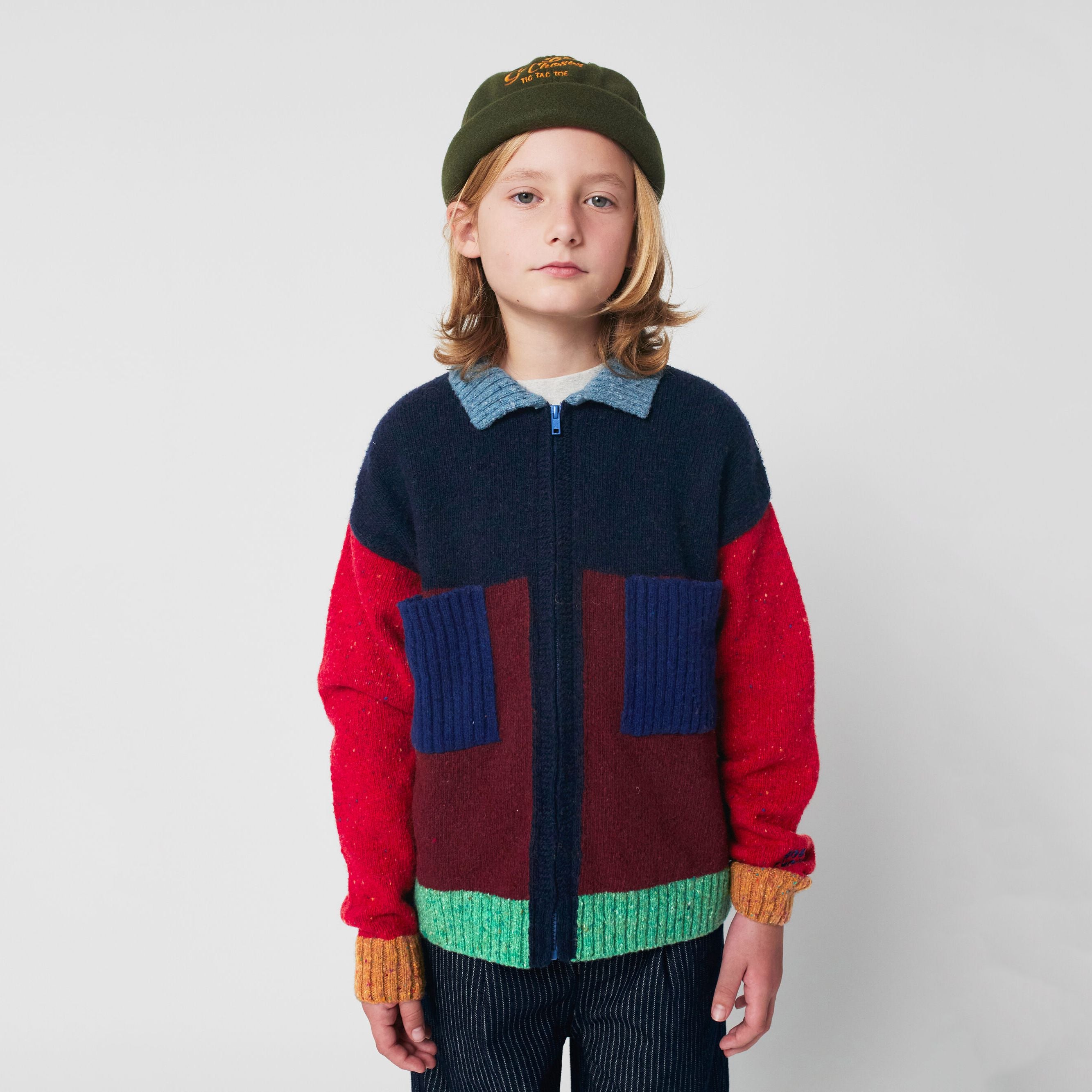 Boys Multicolor Wool Knit Cardigan