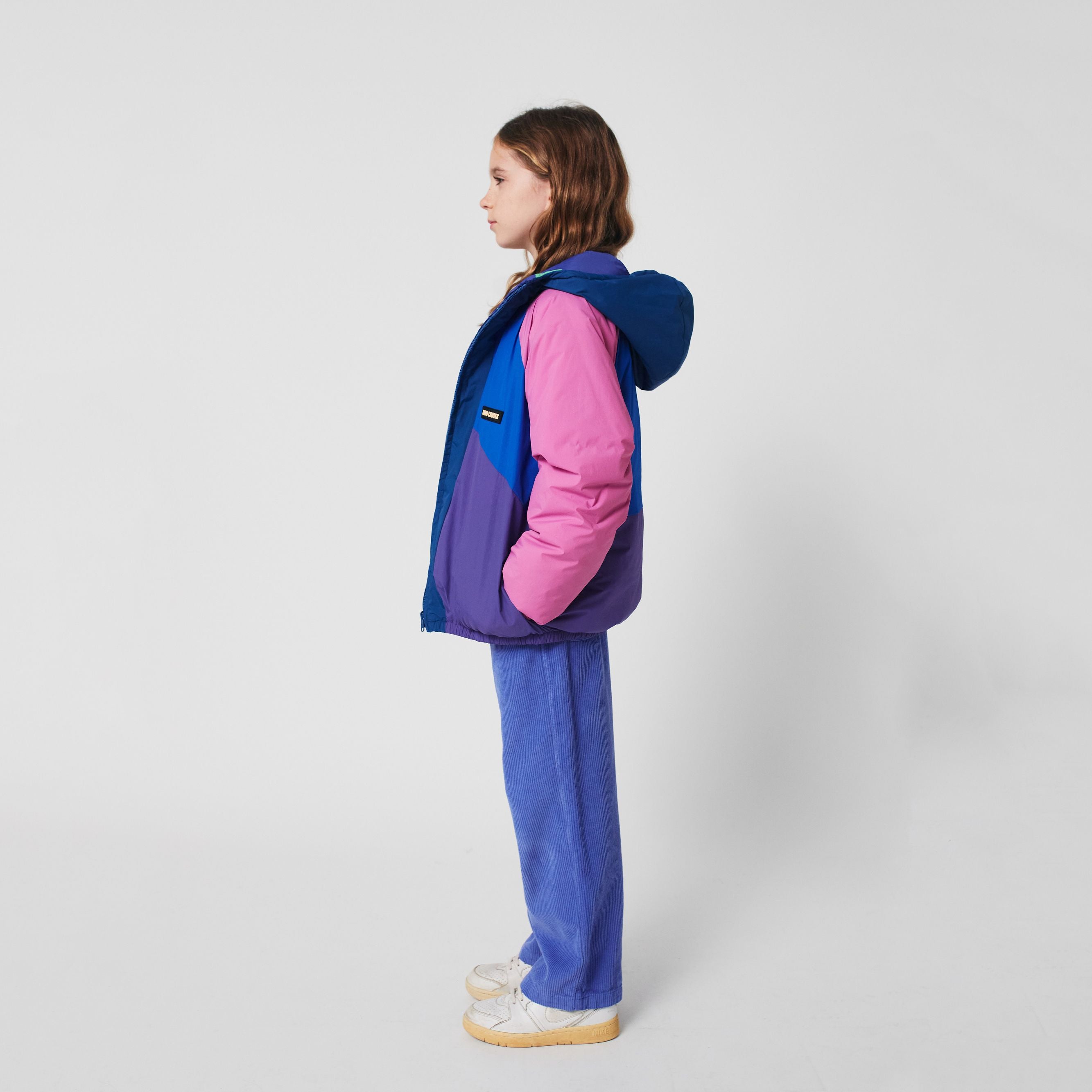 Girls Purple Lucky Printed Reversible Padded Jacket