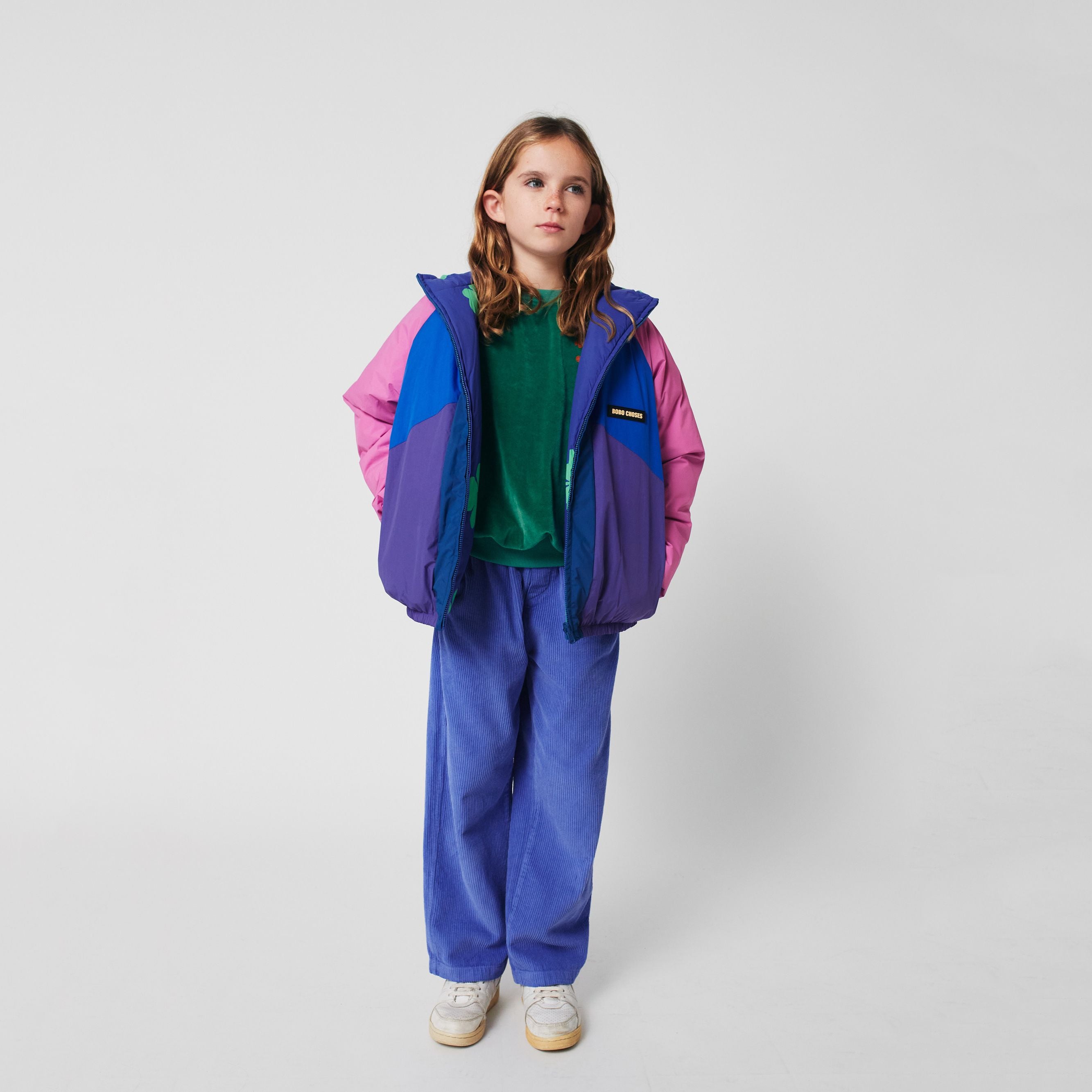 Girls Purple Lucky Printed Reversible Padded Jacket