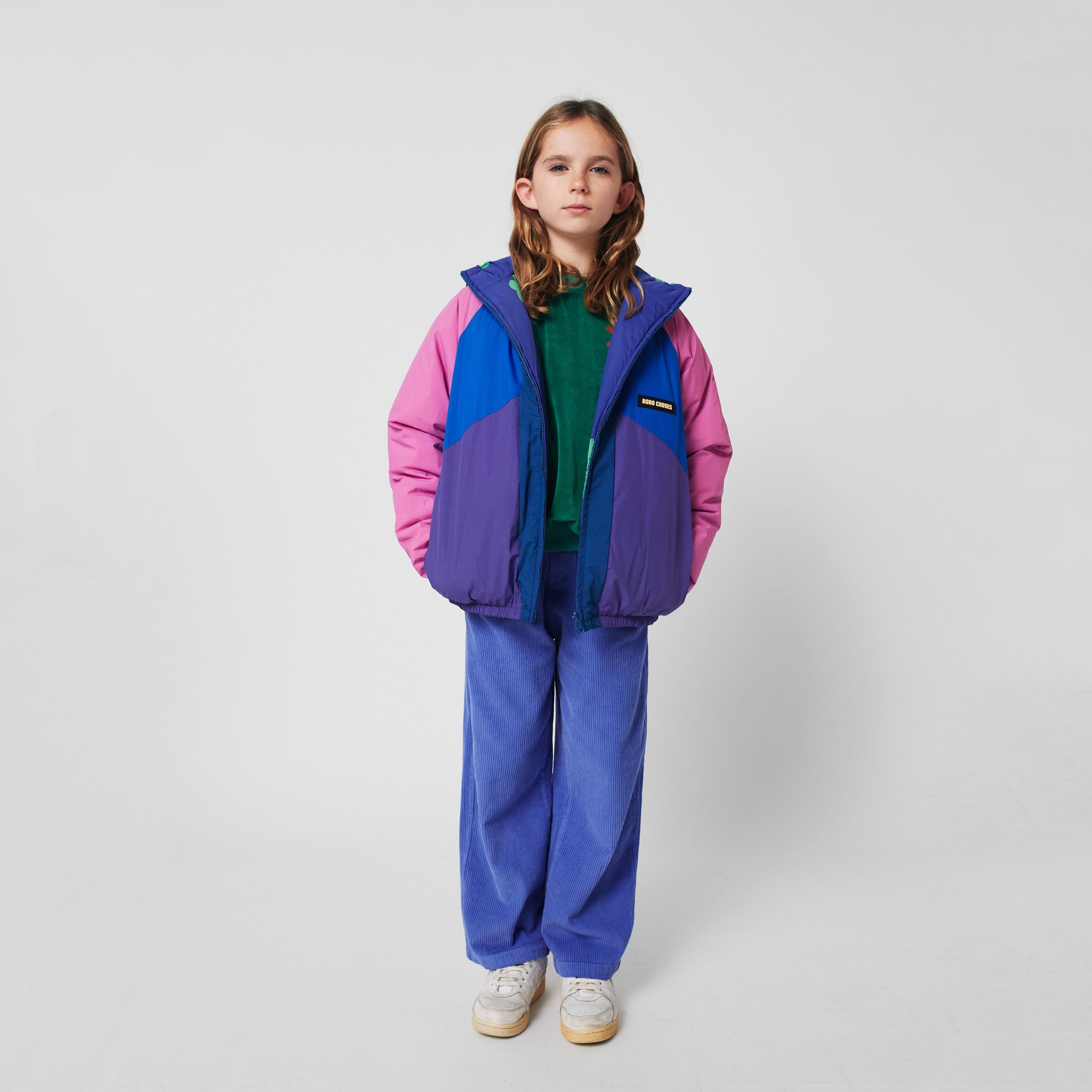 Girls Purple Lucky Printed Reversible Padded Jacket