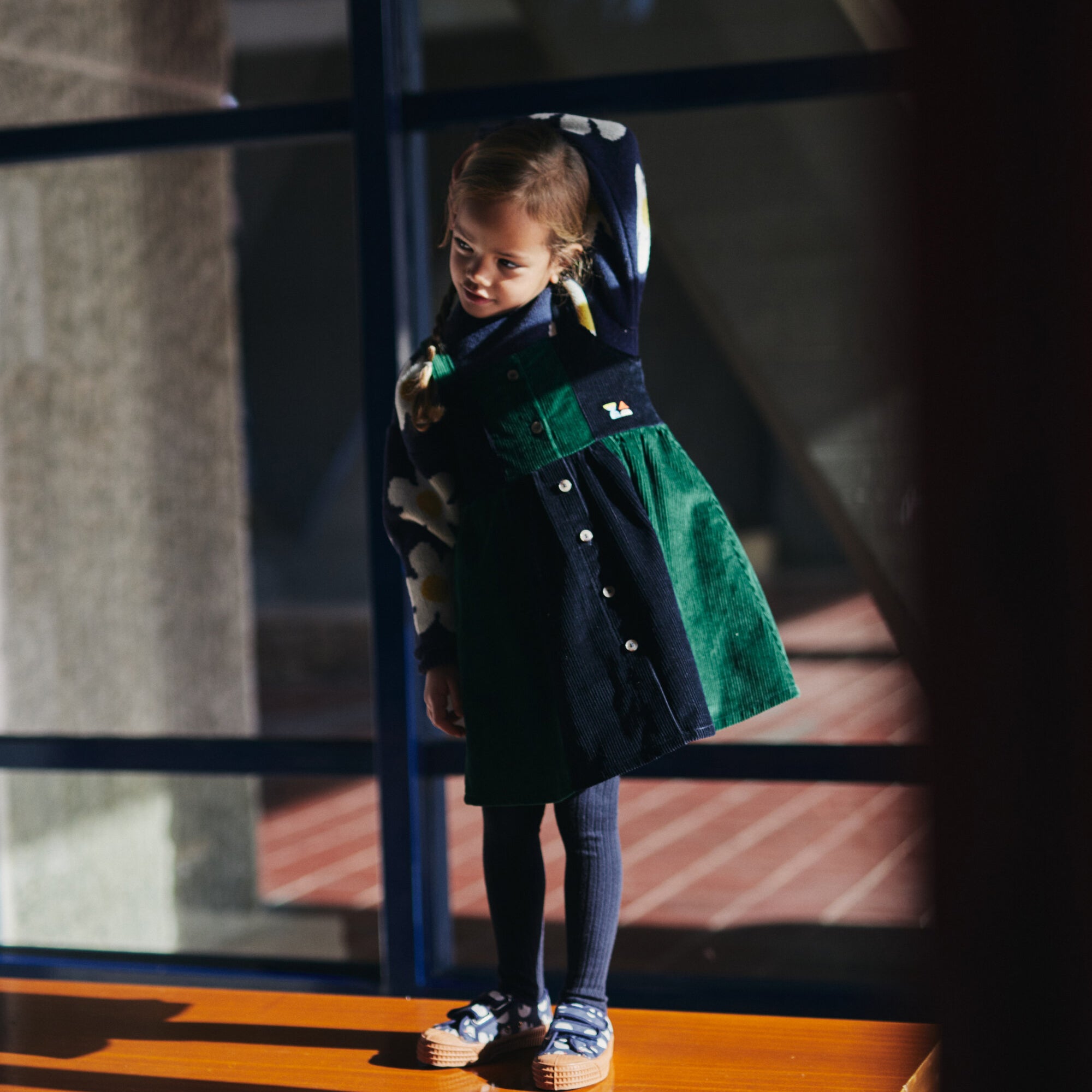 Girls Green Corduroy Dress