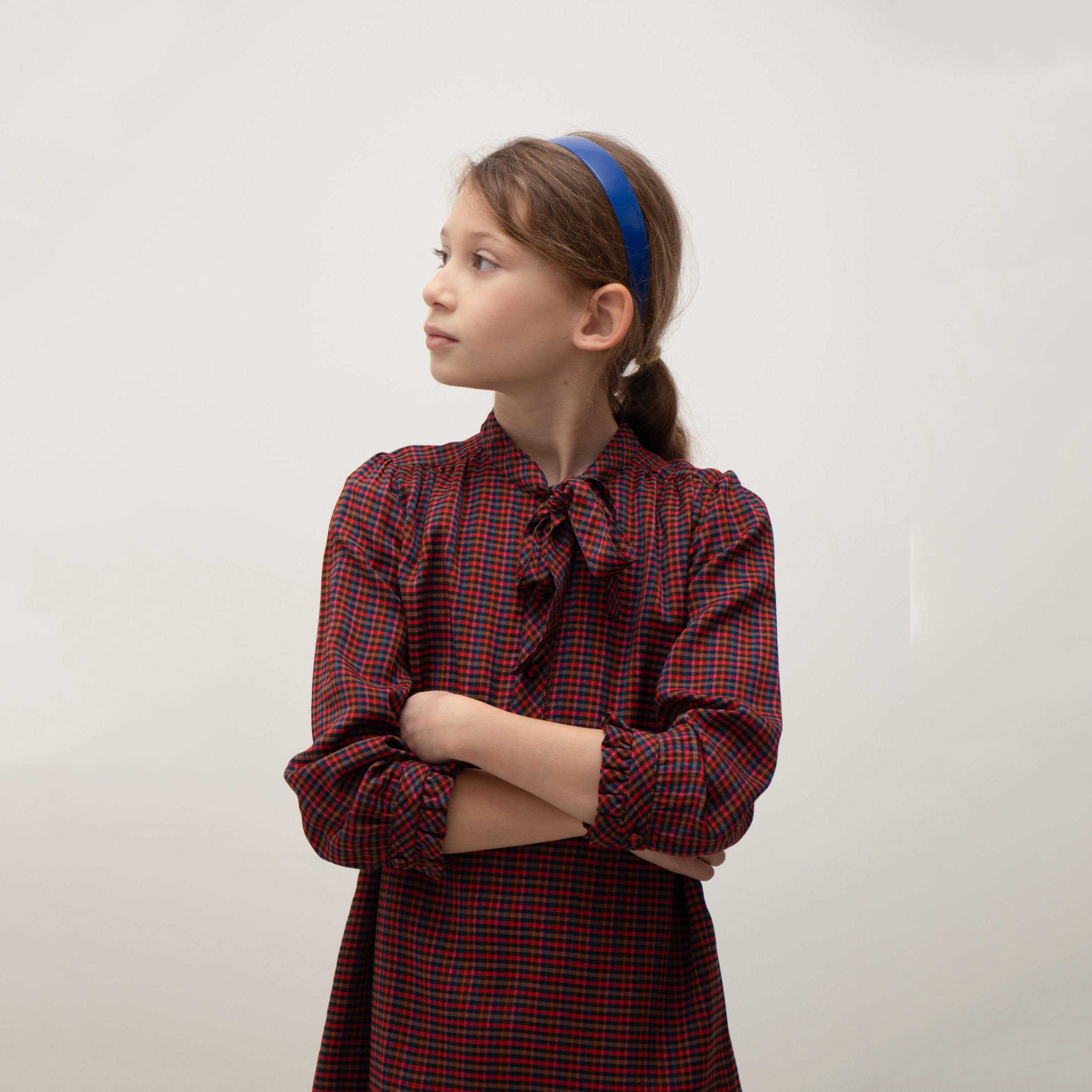 Girls Multicolor Check Dress