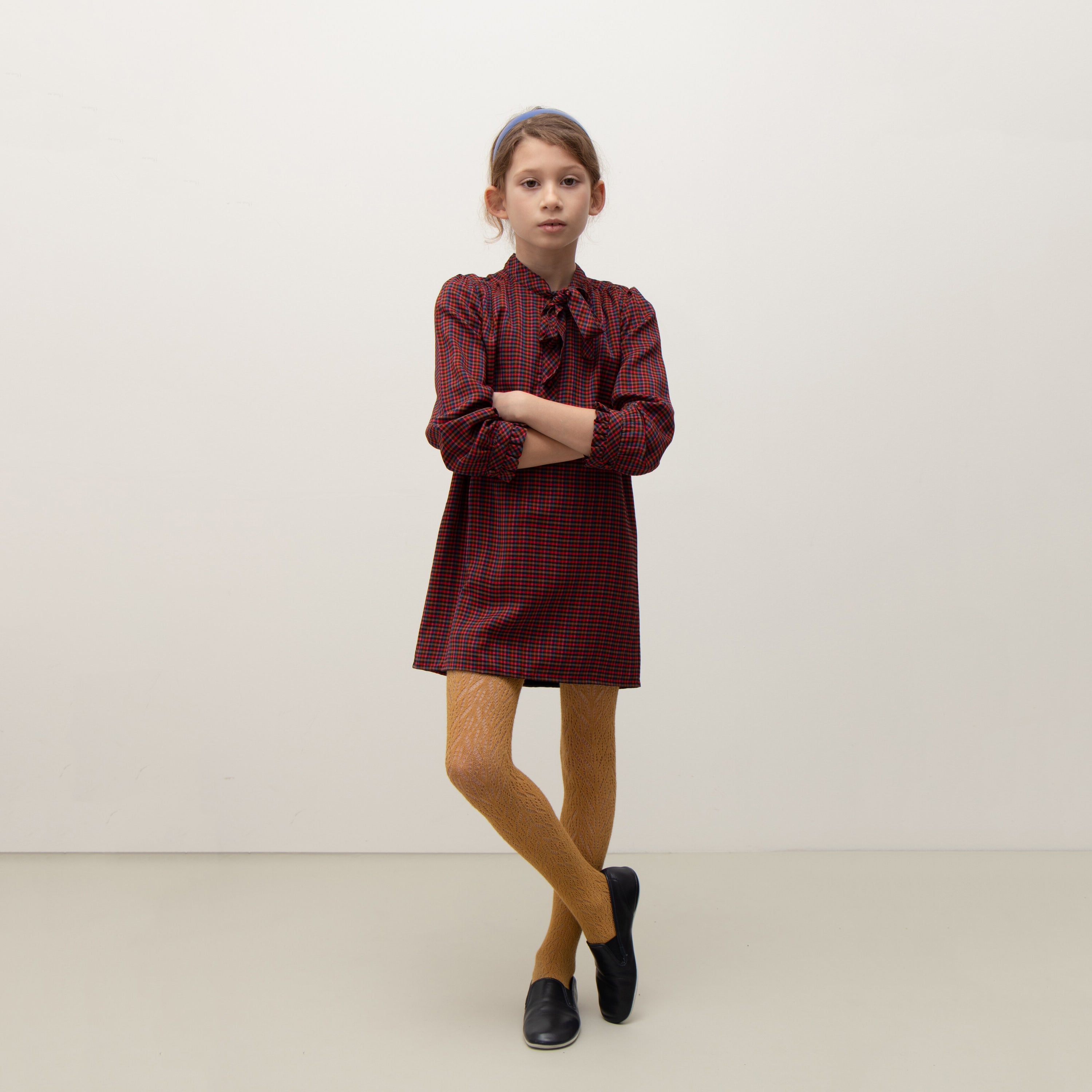 Girls Multicolor Check Dress