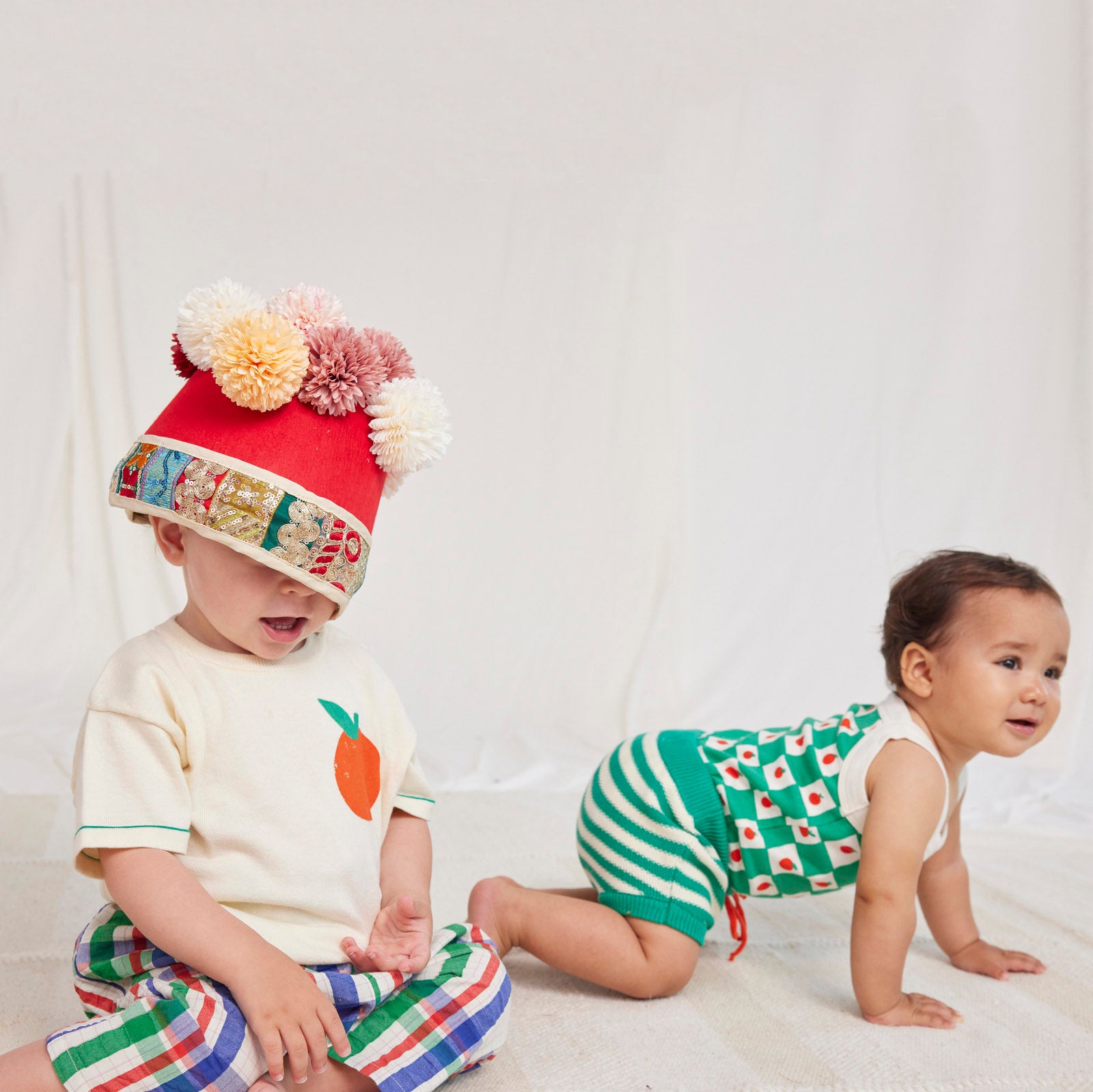 Baby Boys & Girls Green Stripes Cotton Shorts