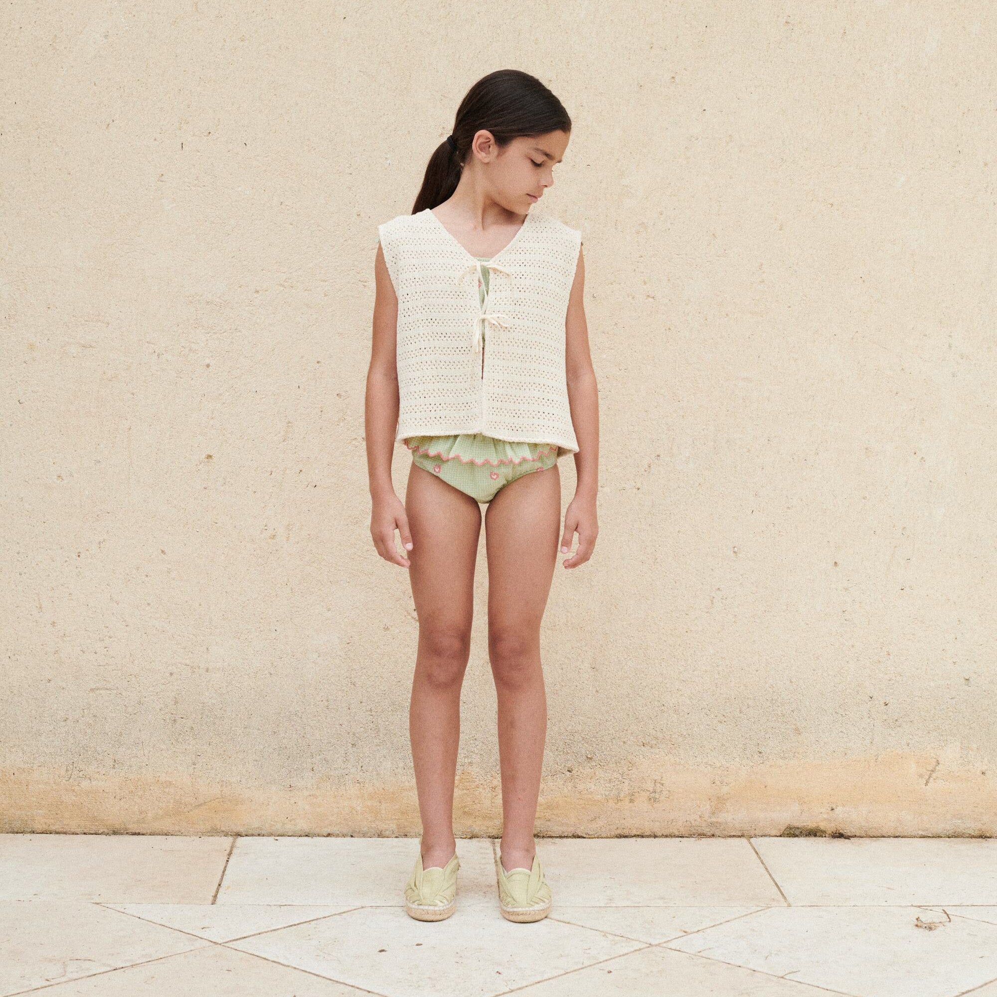 Girls White Knit Gliet