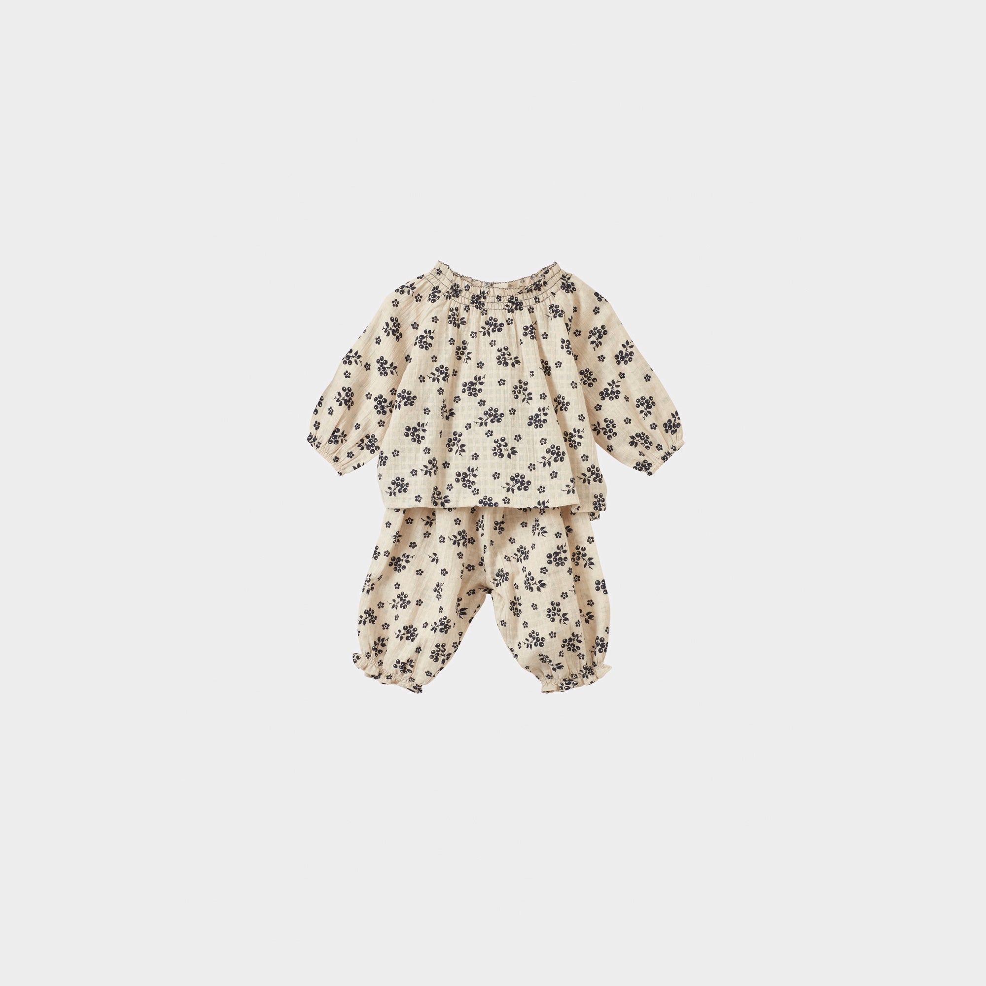 Baby Girls Beige Printed Cotton Set