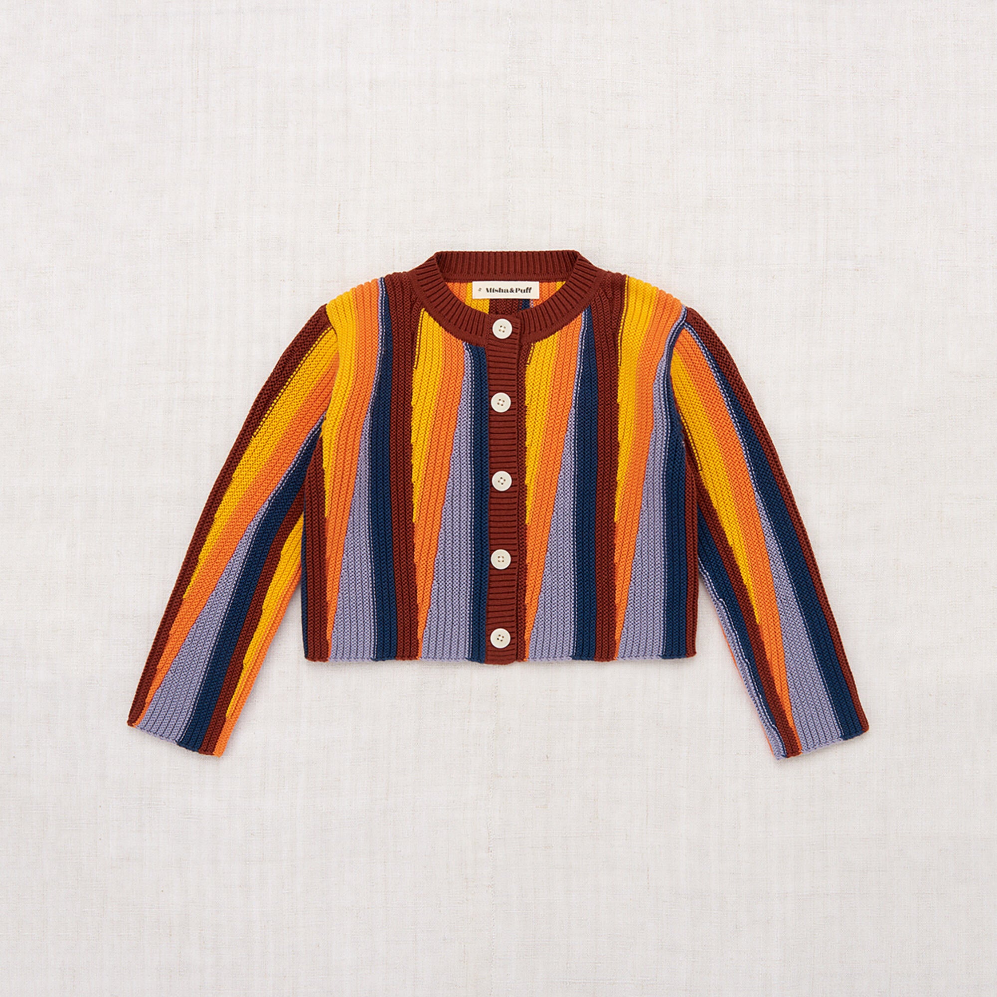 Girls Multicolor Stripes Cotton Cardigan