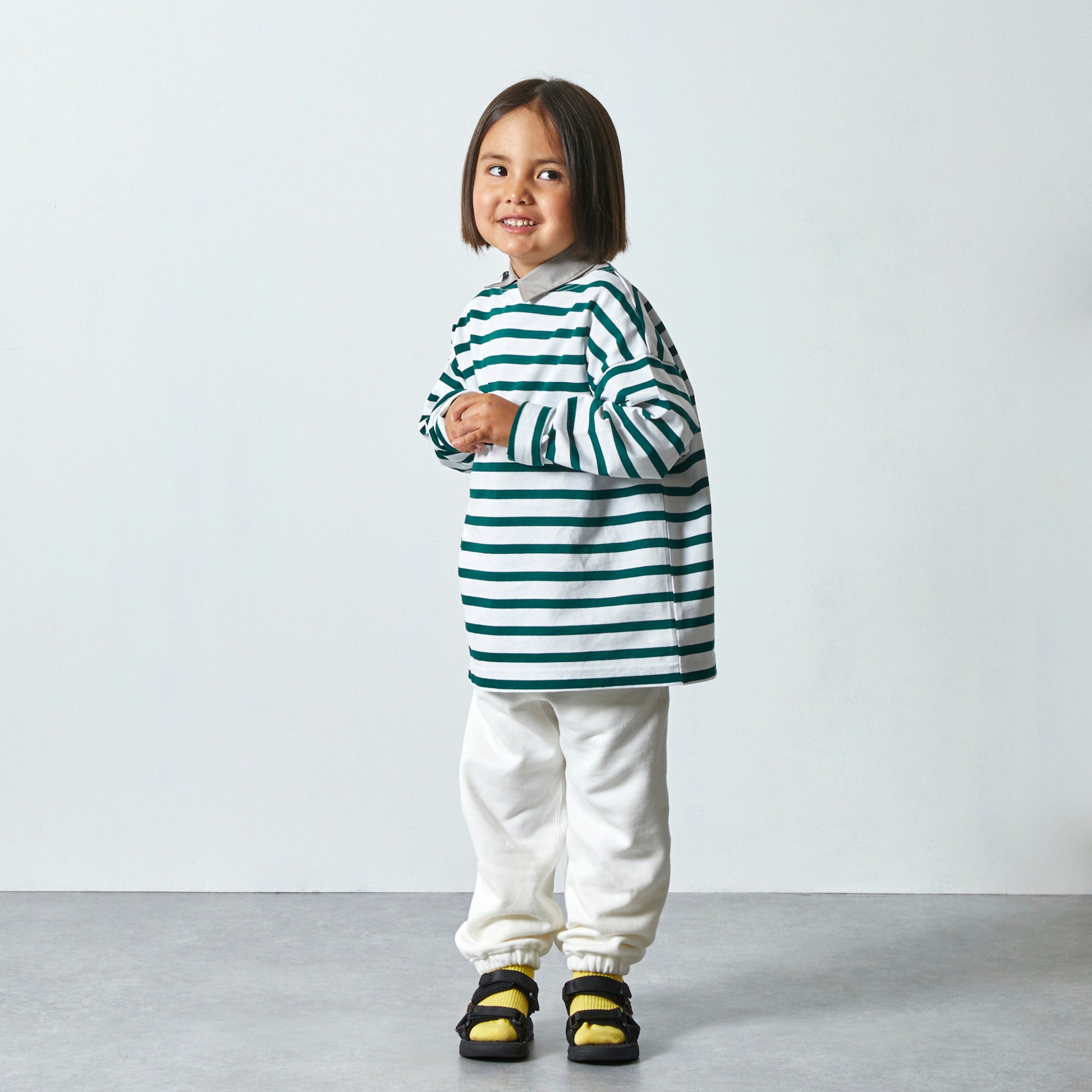 Boys & Girls Green Stripes Cotton T-Shirt